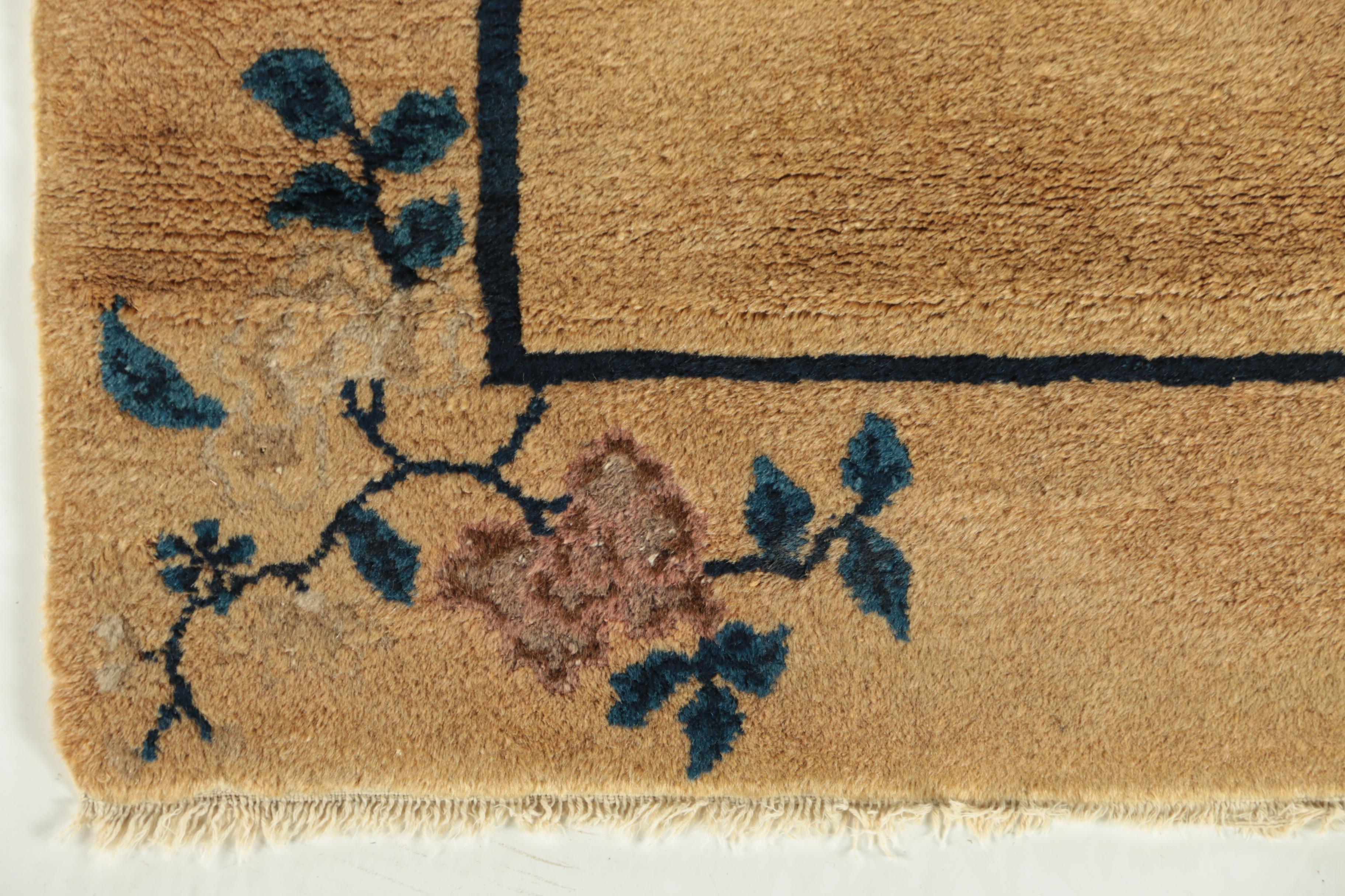 Power Loomed Vintage Chinese Peking-Style Rug Fragment