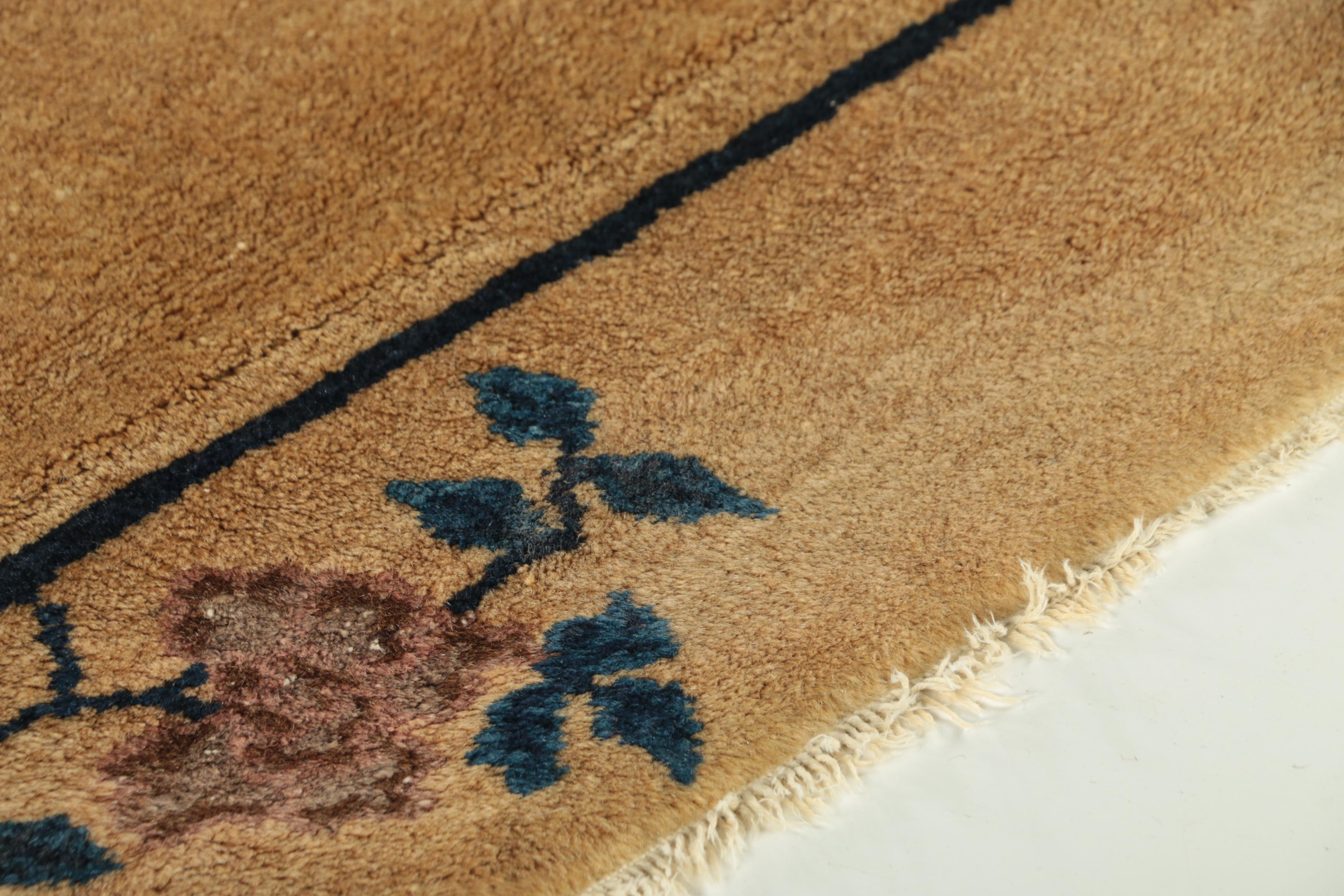 Power Loomed Vintage Chinese Peking-Style Rug Fragment