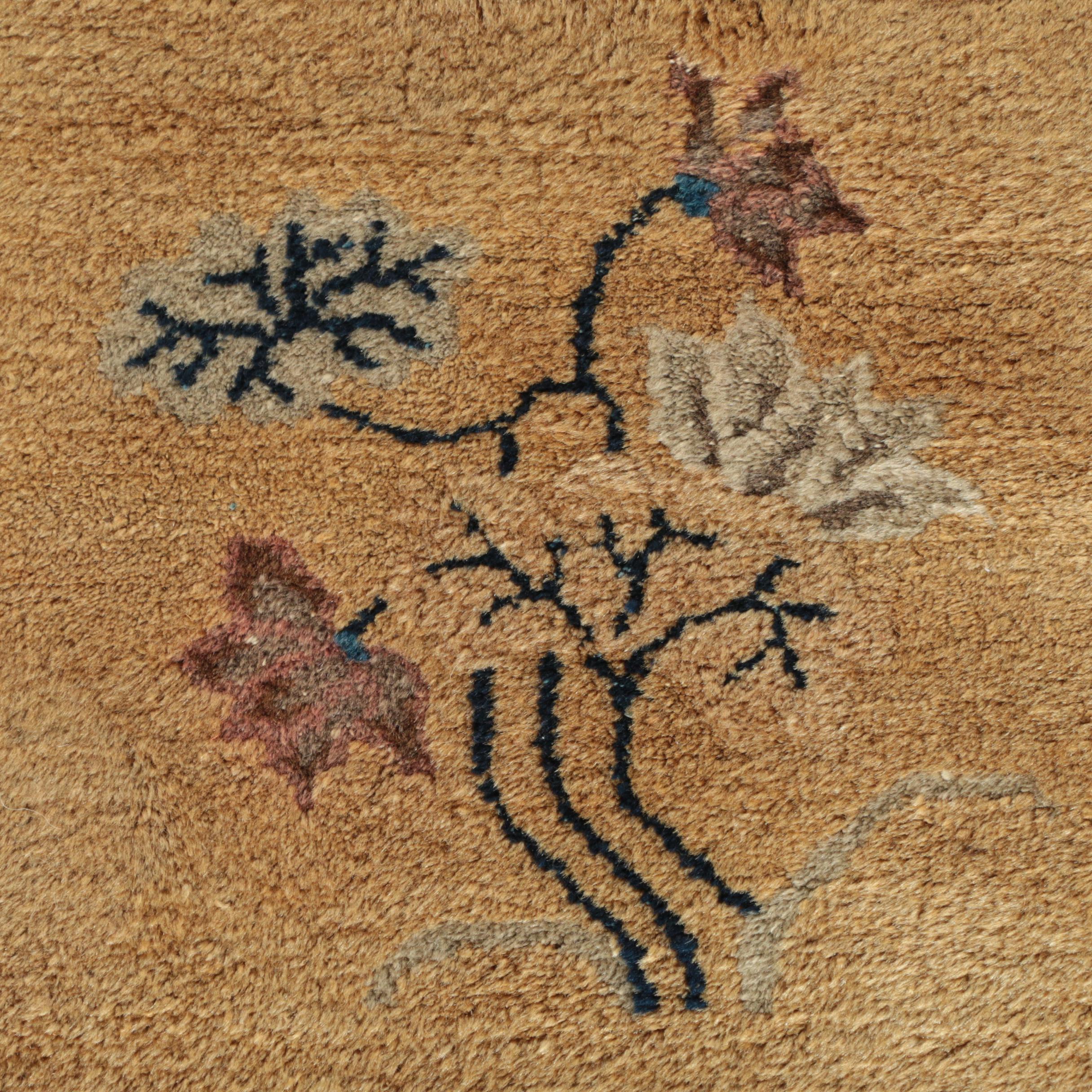 Power Loomed Vintage Chinese Peking-Style Rug Fragment