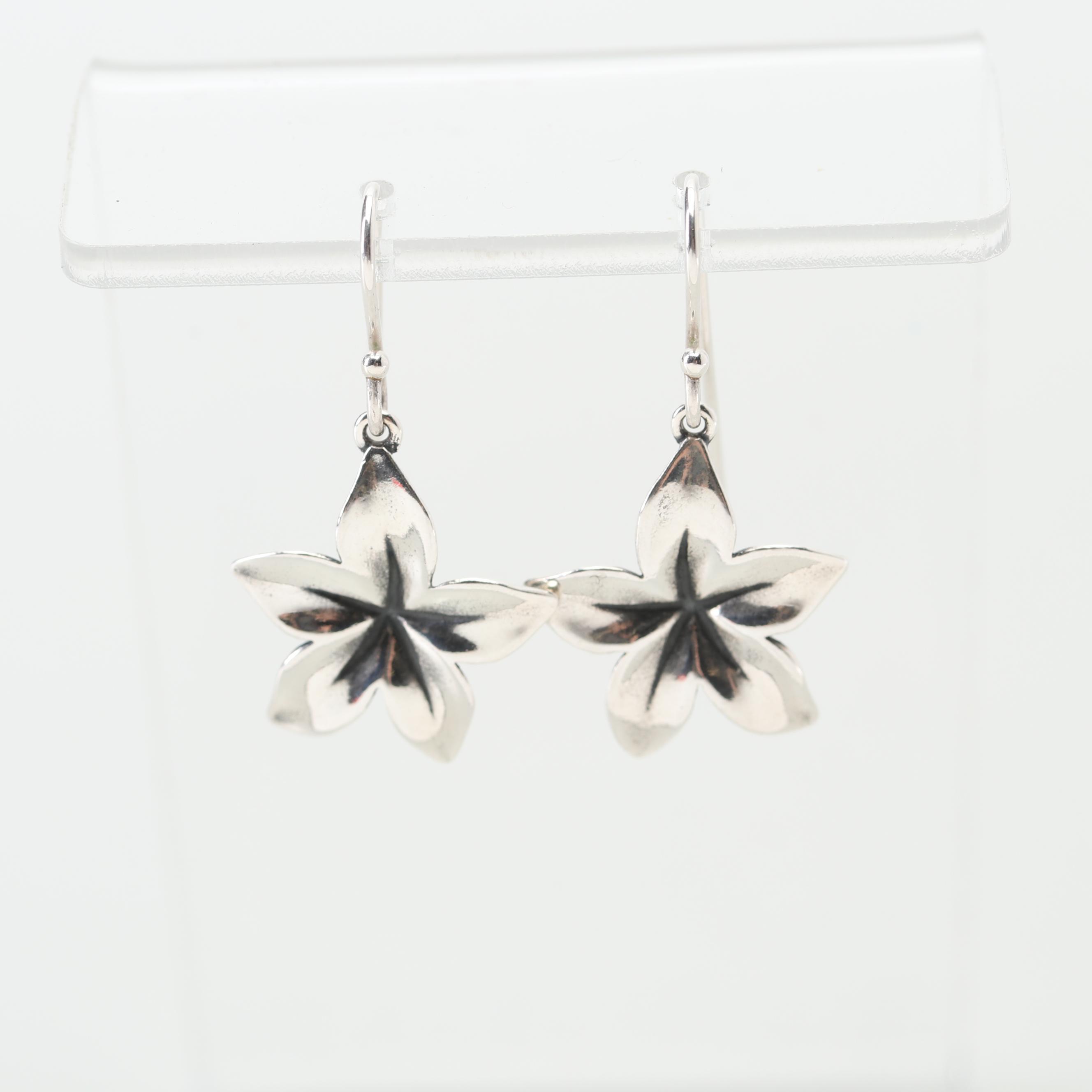 James Avery Sterling Silver Flower Pendant Necklace and Earrings