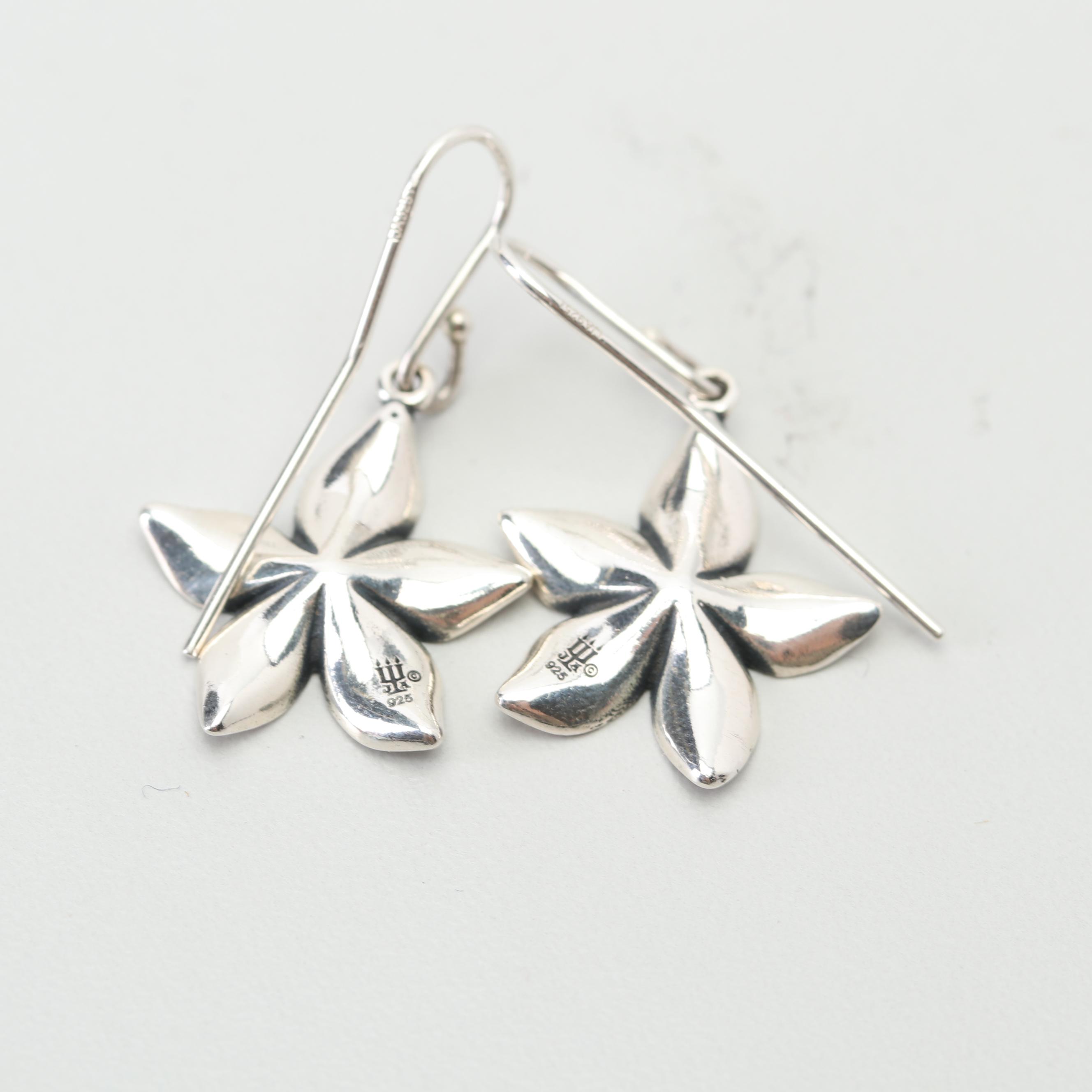 James Avery Sterling Silver Flower Pendant Necklace and Earrings