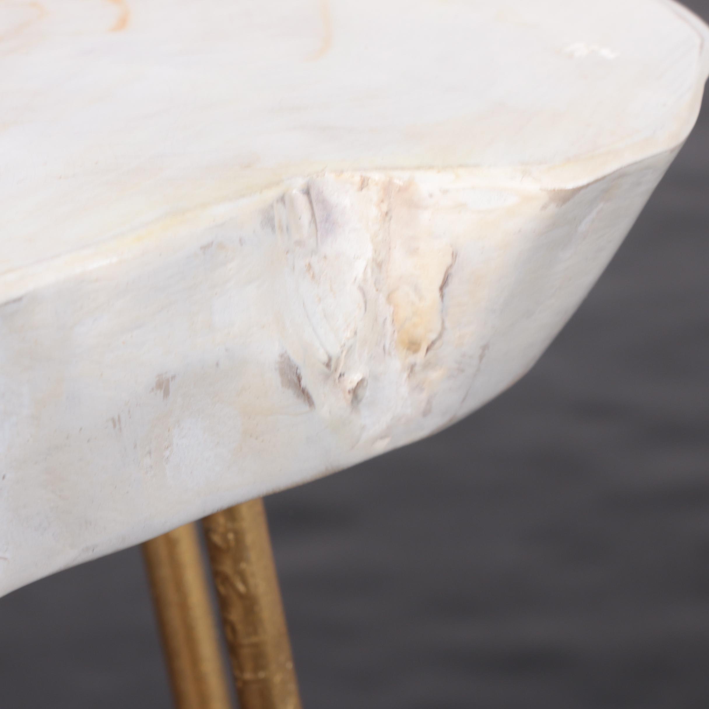 Contemporary Whitewashed Wood Slab "Satellite" Side Table