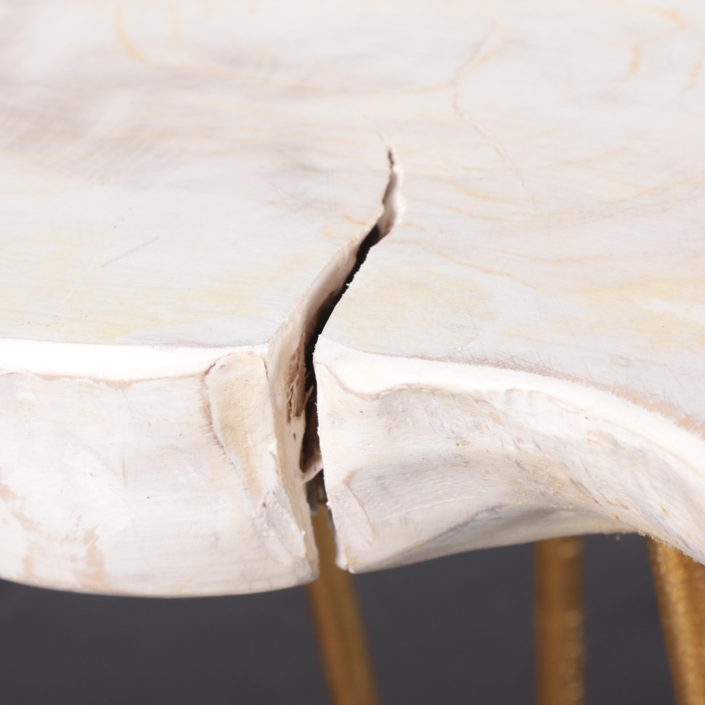 Contemporary Whitewashed Wood Slab "Satellite" Side Table