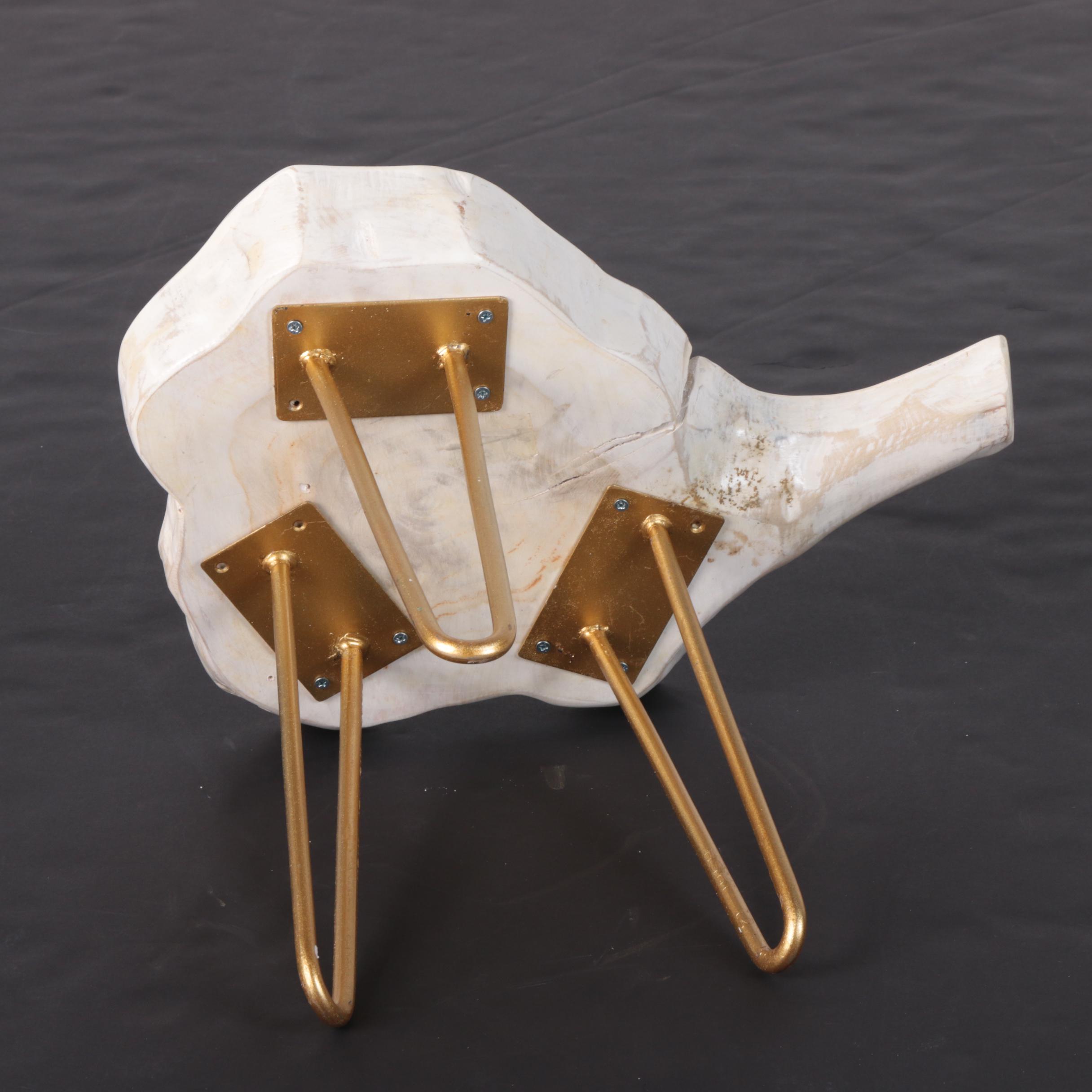 Contemporary Whitewashed Wood Slab "Satellite" Side Table