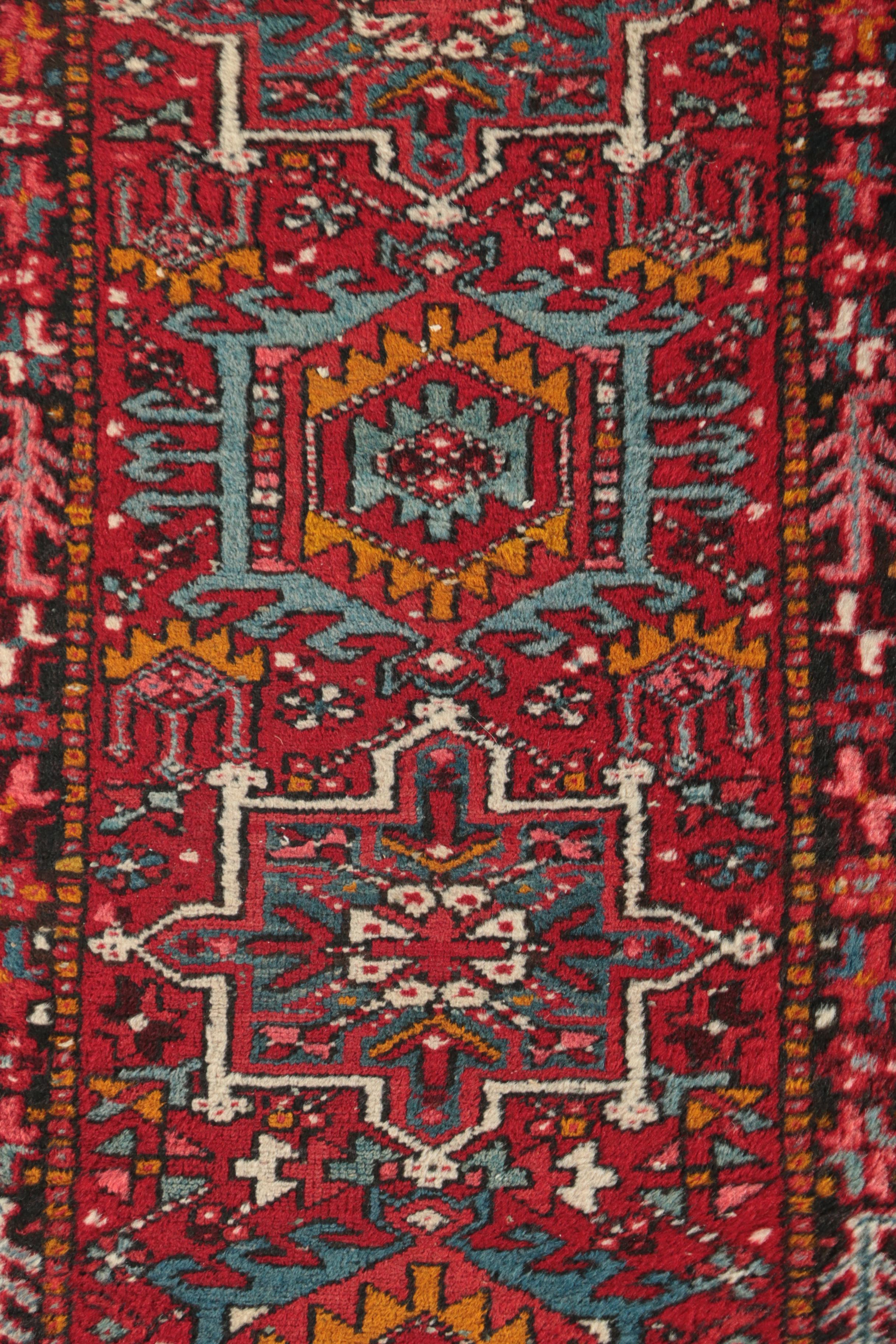 Hand-Knotted Persian Lamberan Heriz Wool Carpet Runner