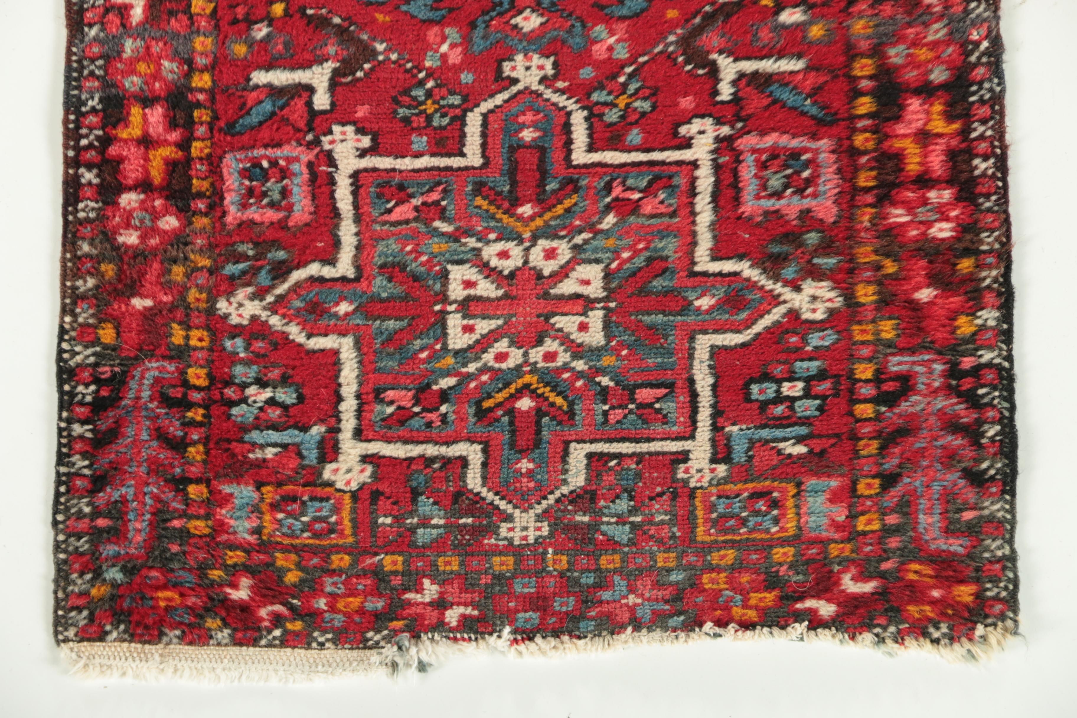 Hand-Knotted Persian Lamberan Heriz Wool Carpet Runner