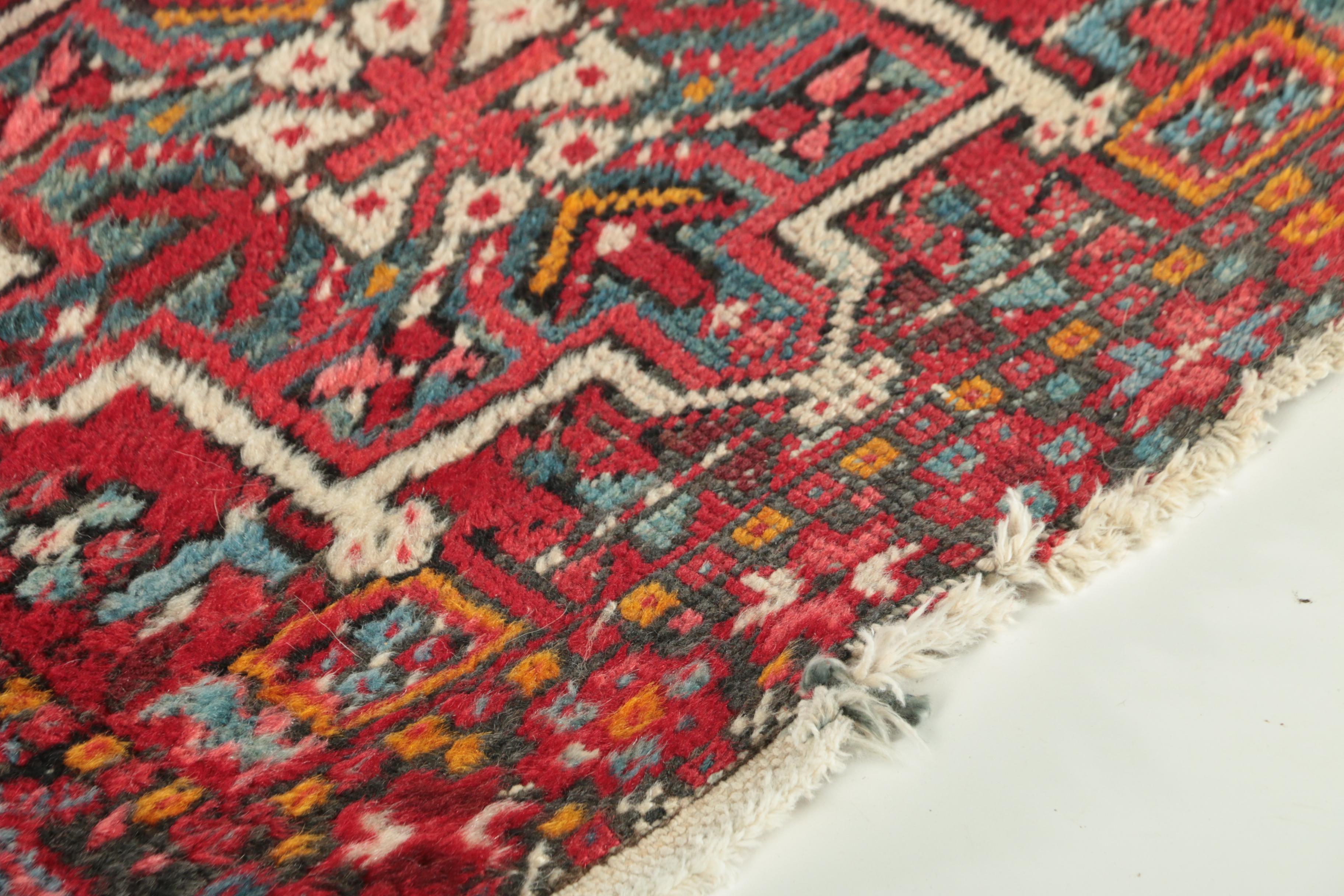Hand-Knotted Persian Lamberan Heriz Wool Carpet Runner