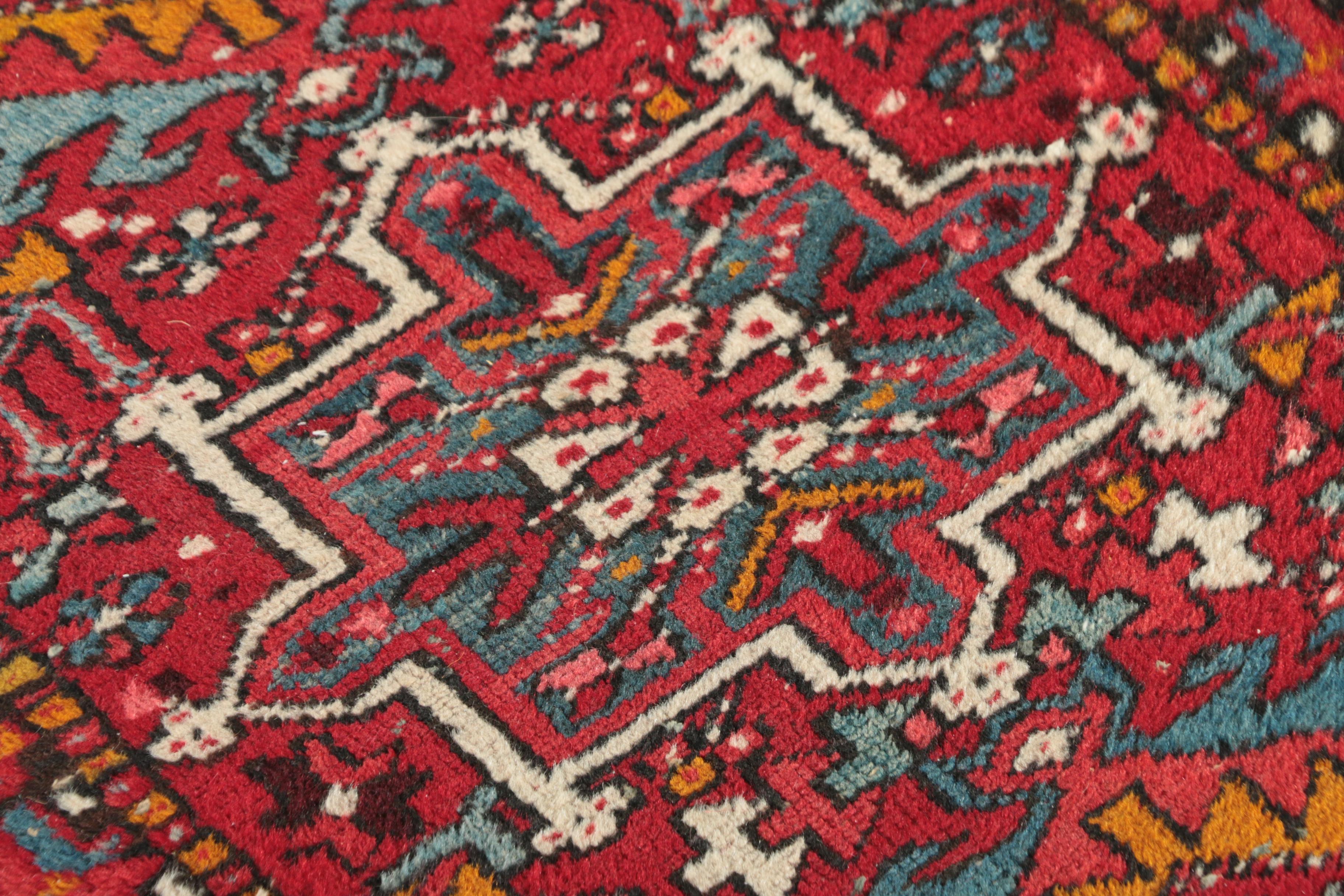 Hand-Knotted Persian Lamberan Heriz Wool Carpet Runner