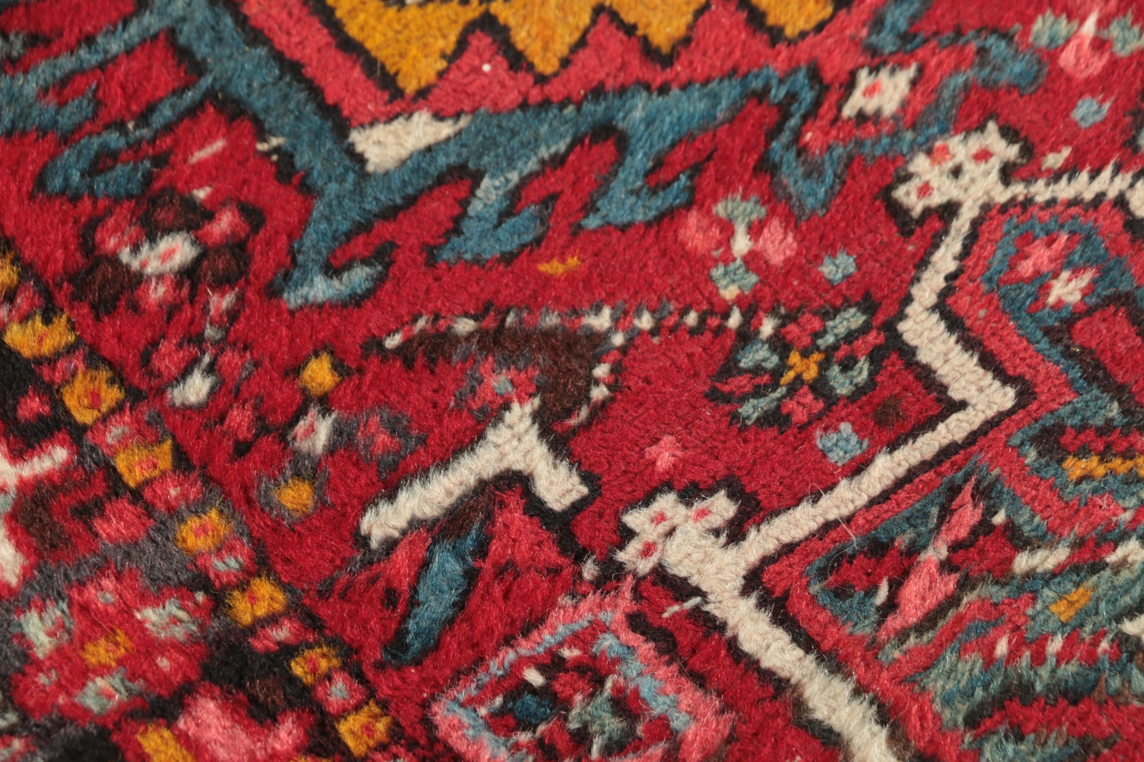 Hand-Knotted Persian Lamberan Heriz Wool Carpet Runner