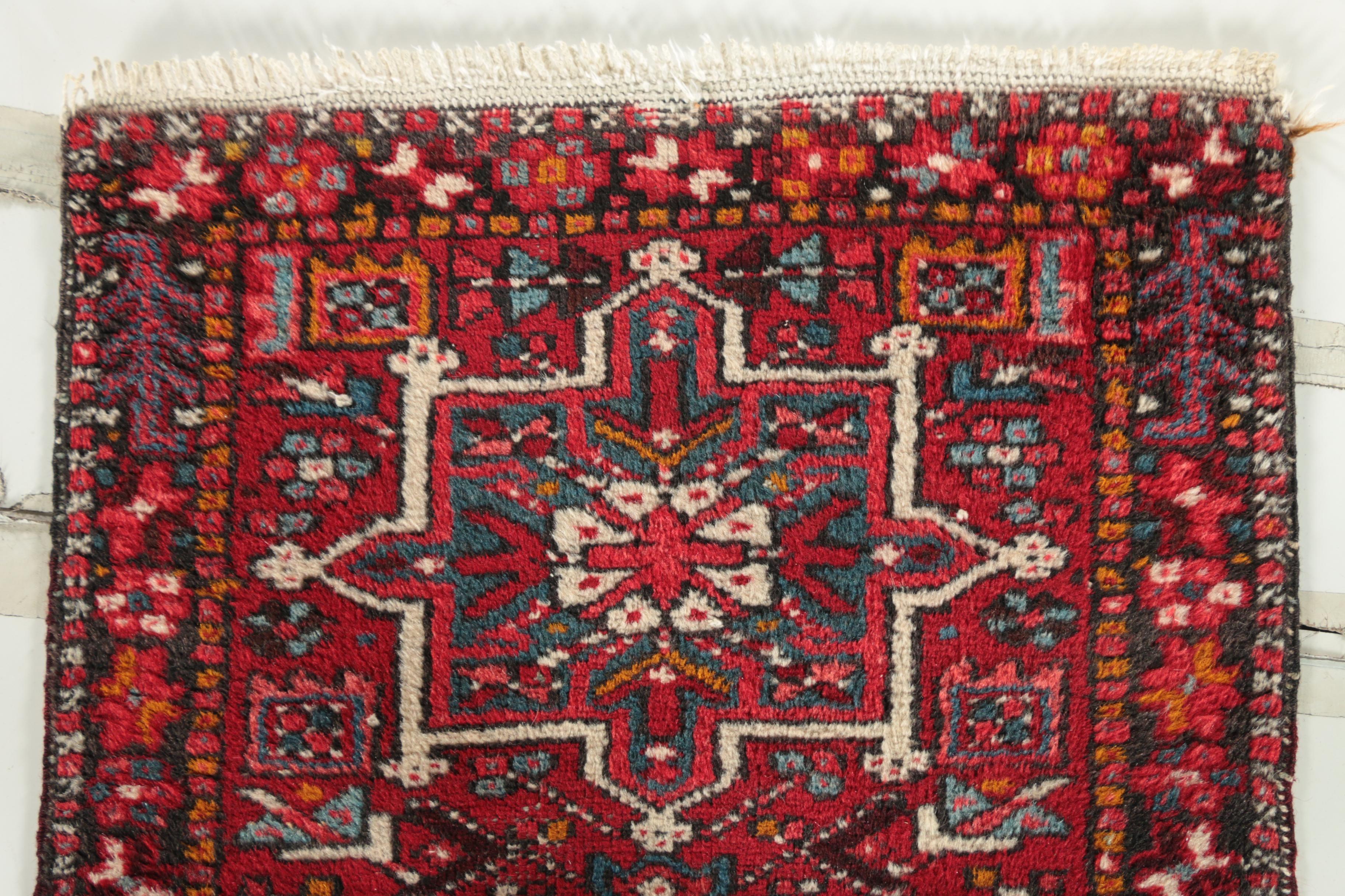 Hand-Knotted Persian Lamberan Heriz Wool Carpet Runner