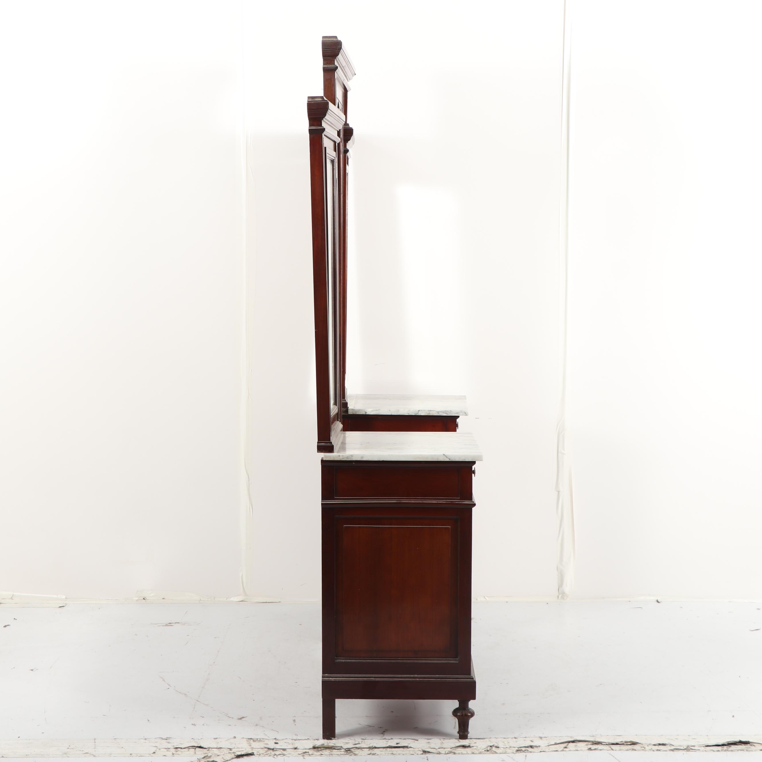 Late Victorian Mahogany and Marble Vanity, Mid 19th Century