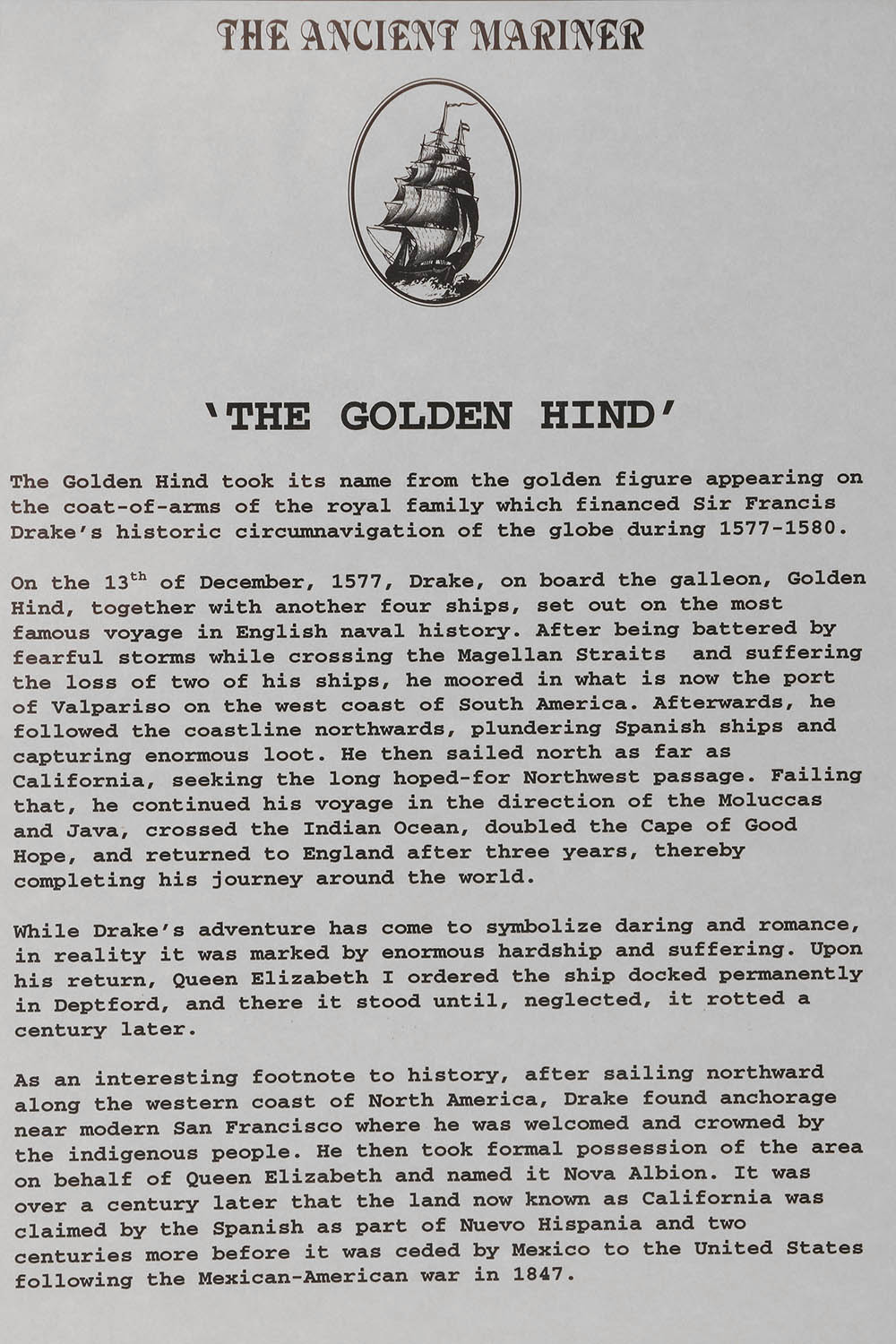 Mamoli Golden Hind 1577 Wooden Ship Model