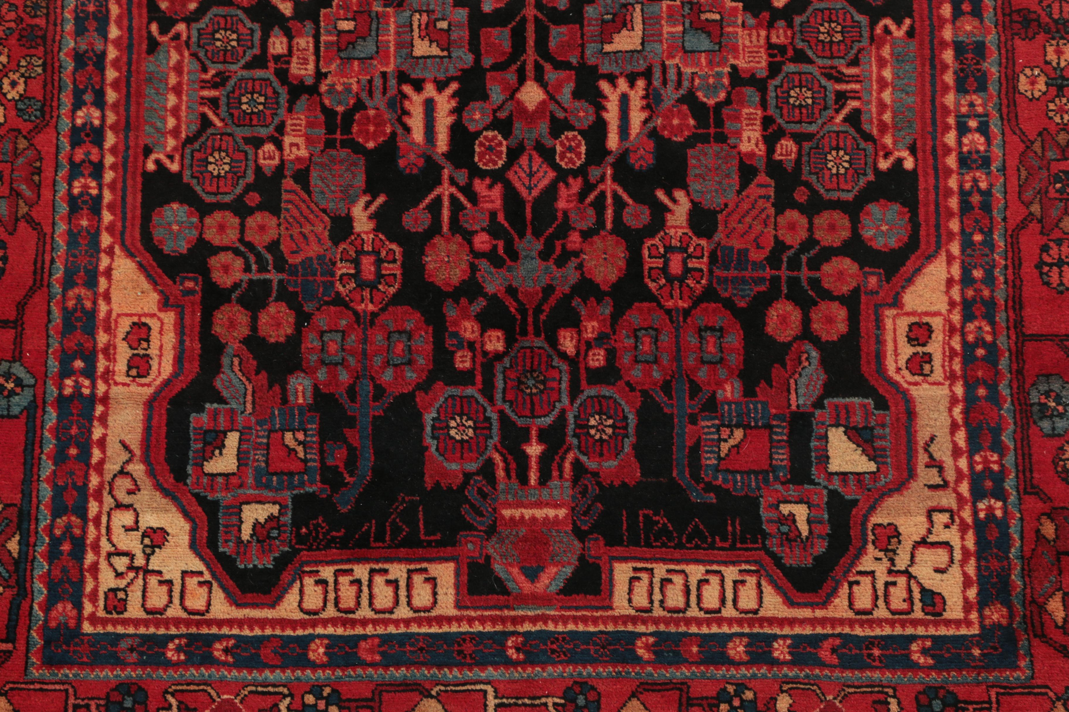 Hand-Knotted Inscribed Persian Nahavand Wool Long Rug