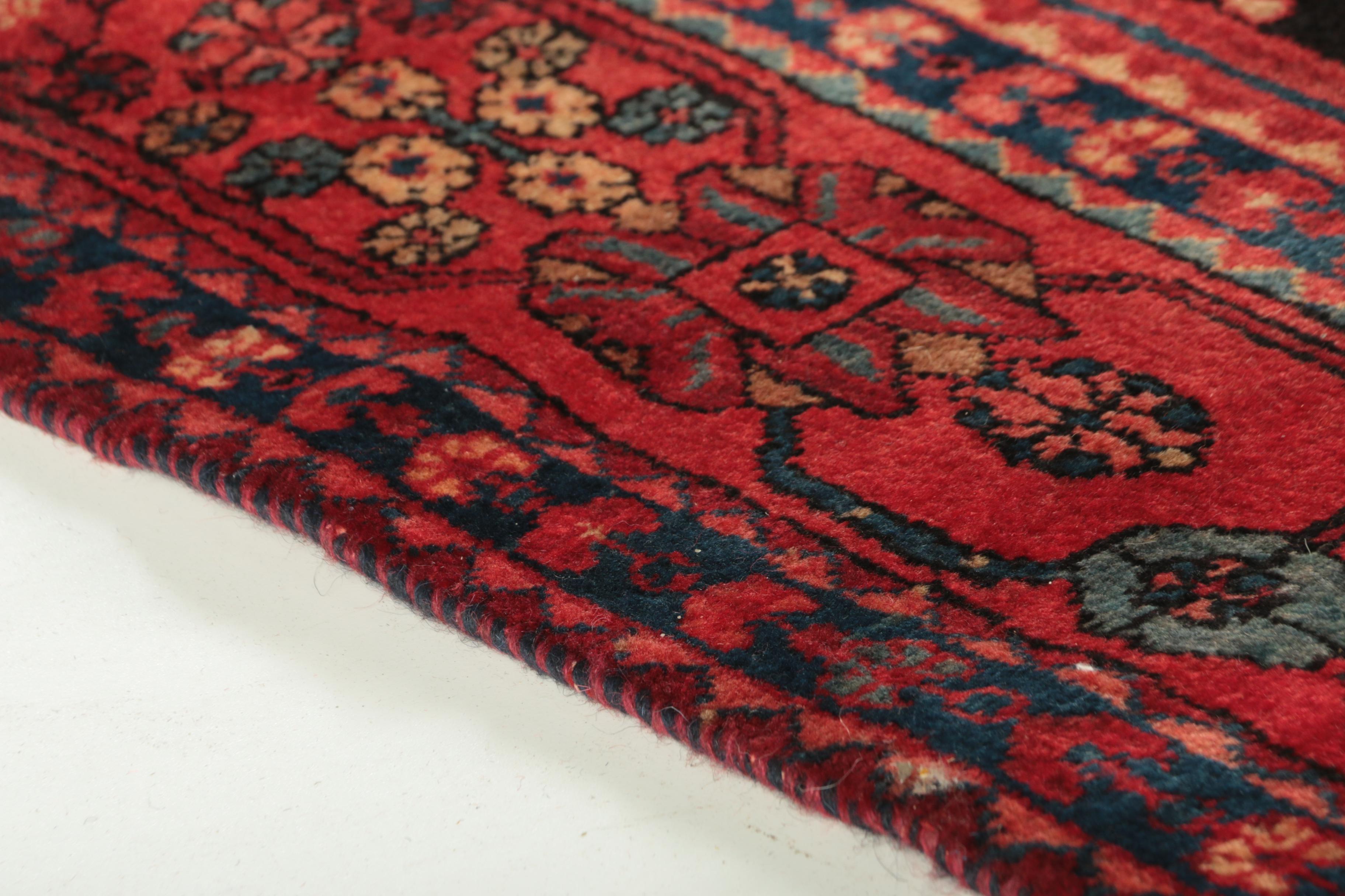 Hand-Knotted Inscribed Persian Nahavand Wool Long Rug