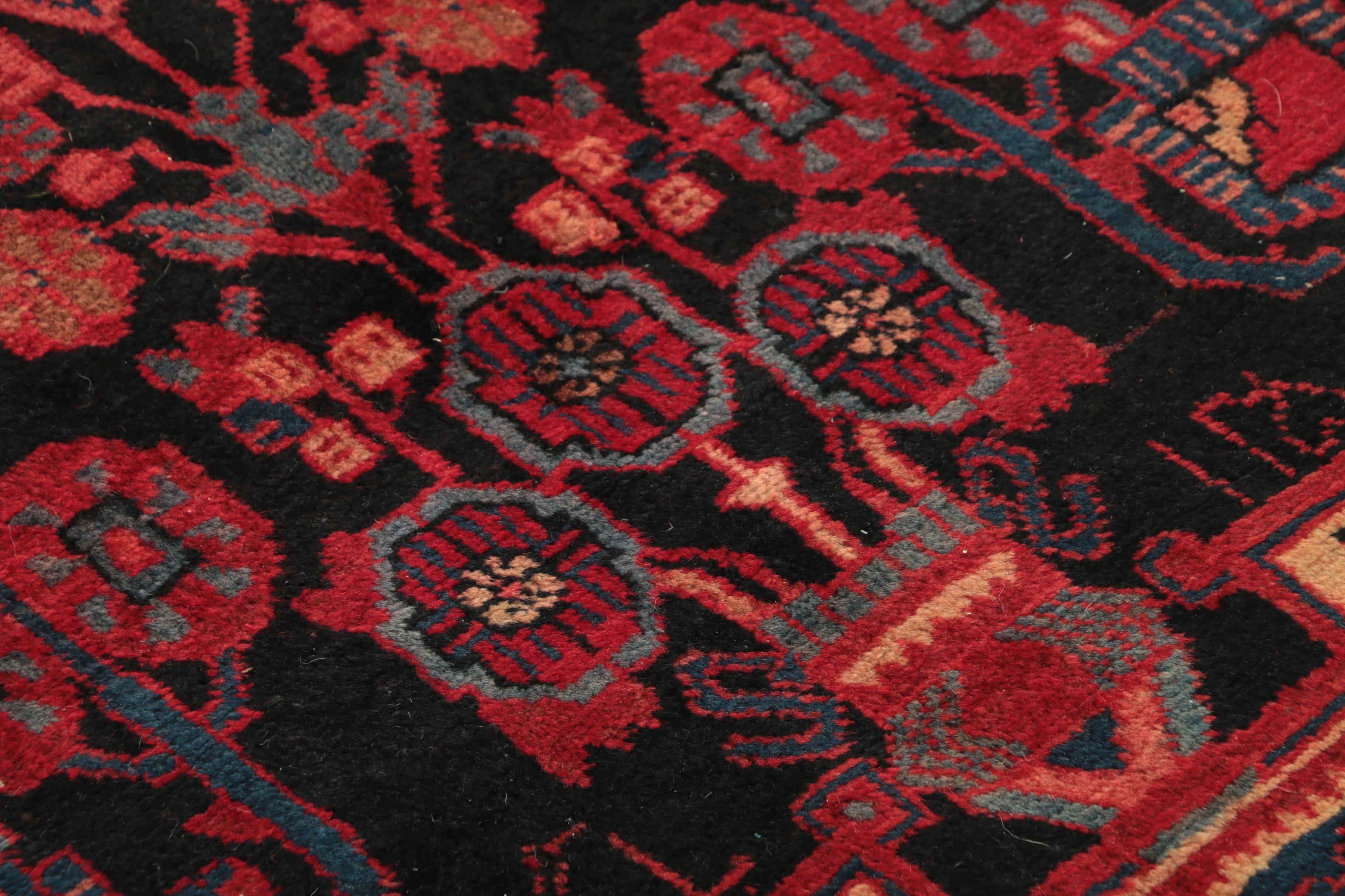 Hand-Knotted Inscribed Persian Nahavand Wool Long Rug
