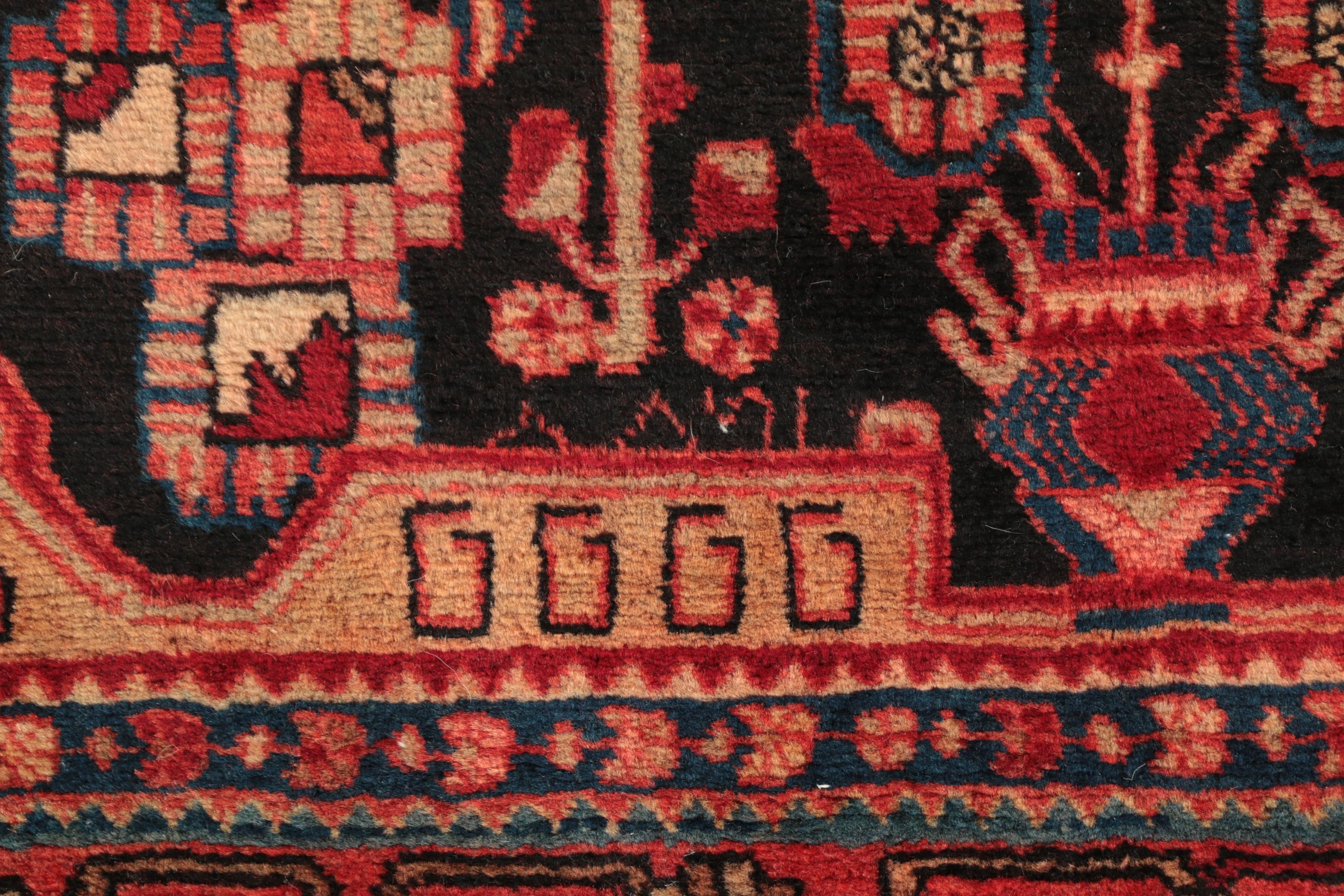 Hand-Knotted Inscribed Persian Nahavand Wool Long Rug