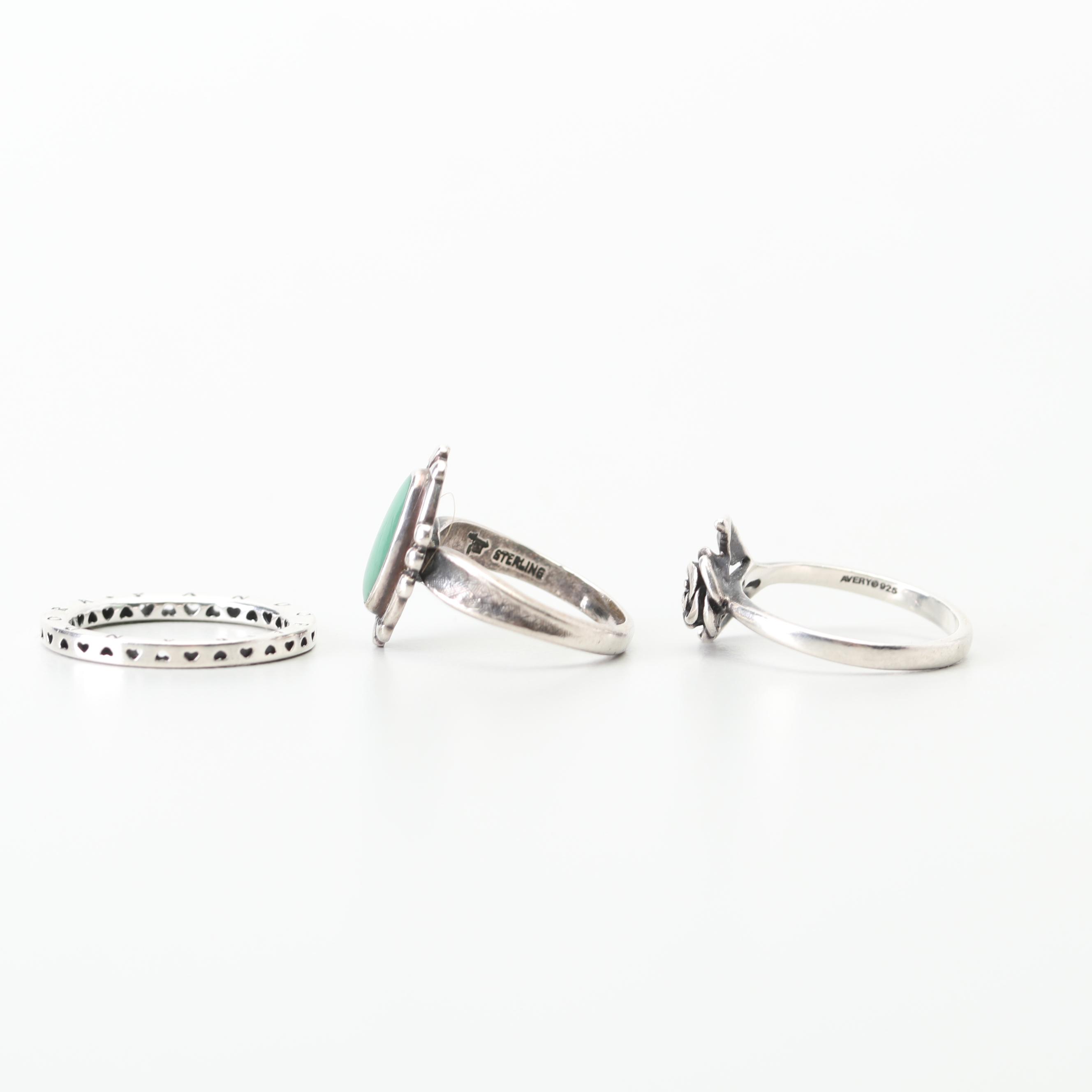 Pandora Ring, James Avery Ring, Turquoise Pendant Necklace, and Turquoise Ring