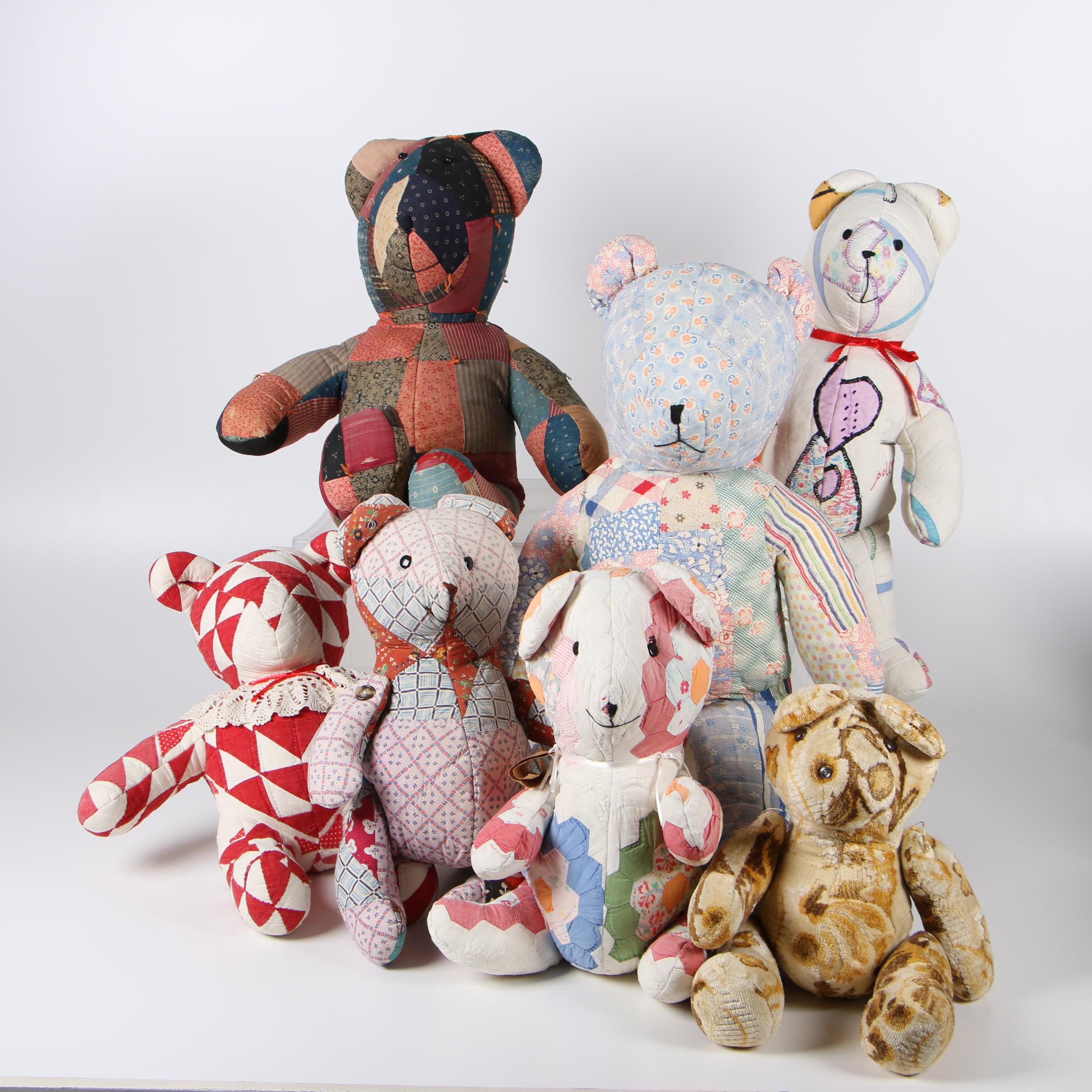 Patchwork Teddy Bears Made From Vintage and Antique Quilts