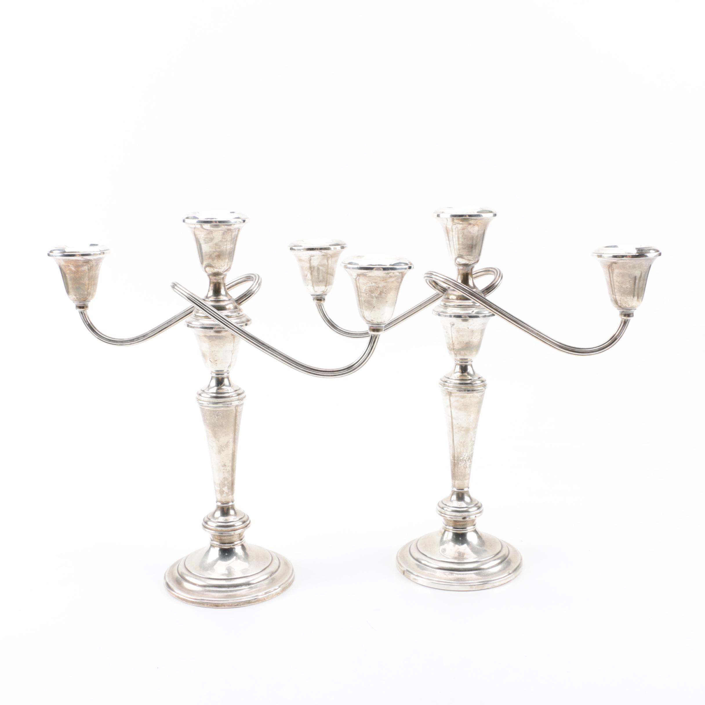 Gorham "Puritan" Weighted Sterling Silver Candelabra Pair