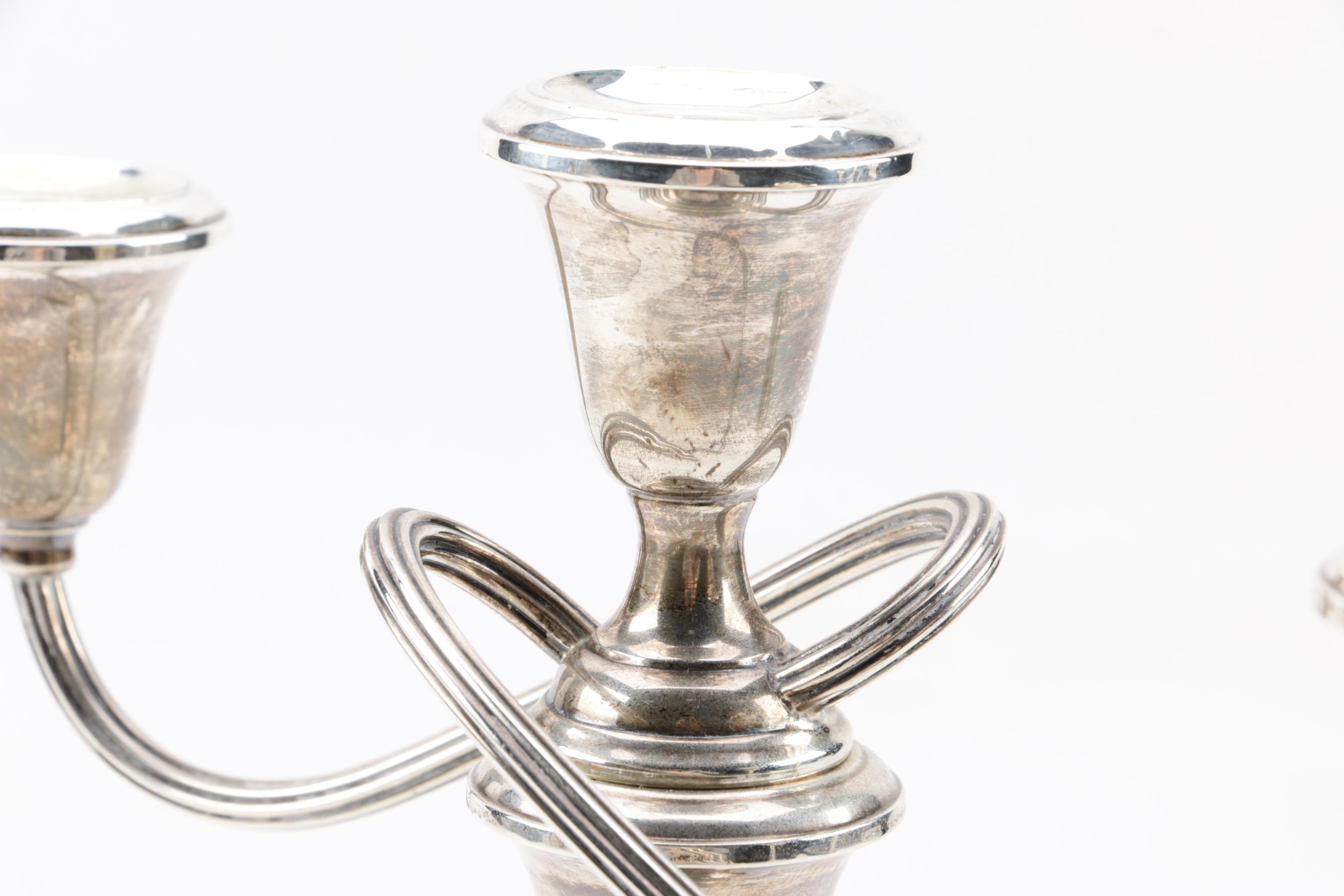 Gorham "Puritan" Weighted Sterling Silver Candelabra Pair