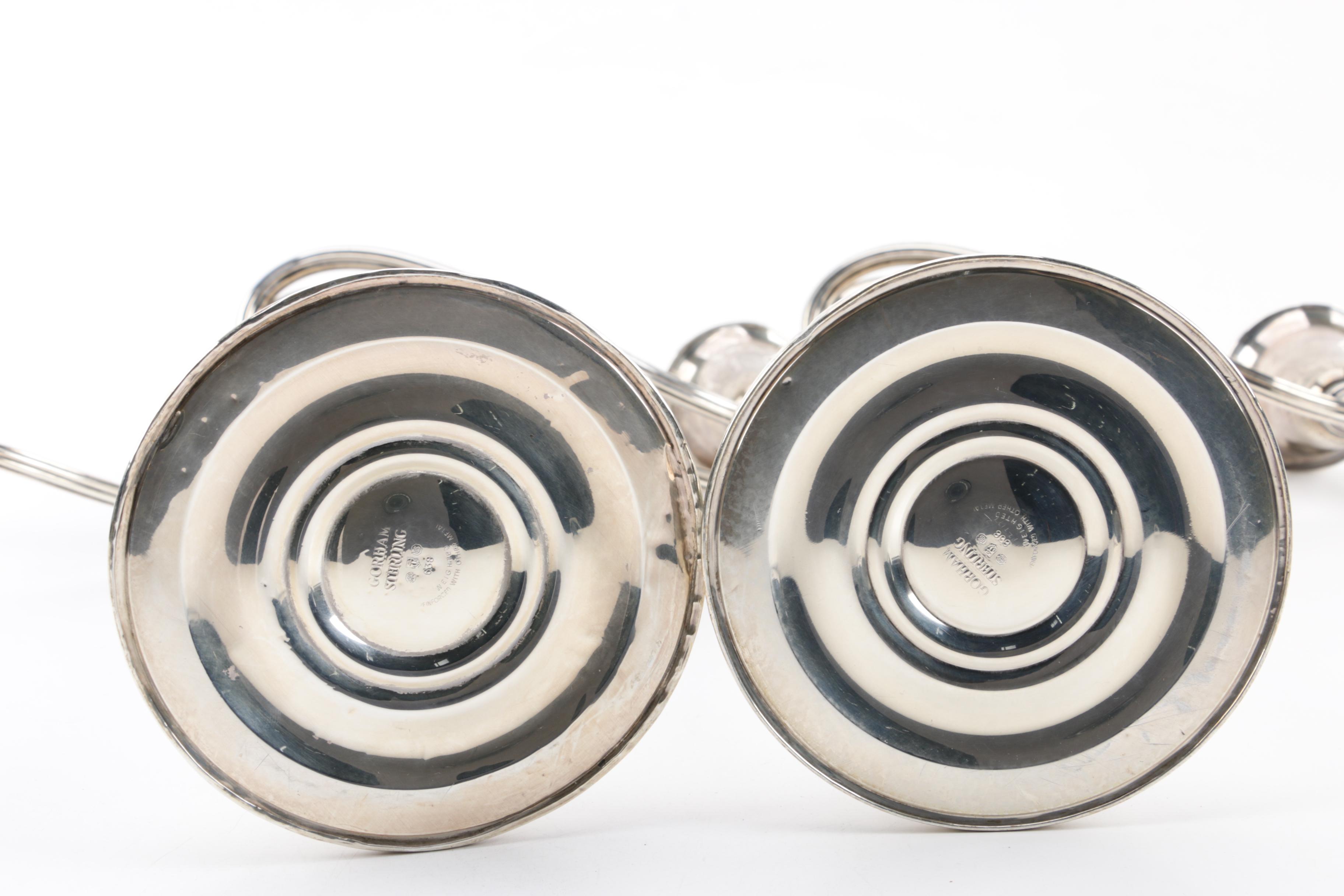 Gorham "Puritan" Weighted Sterling Silver Candelabra Pair