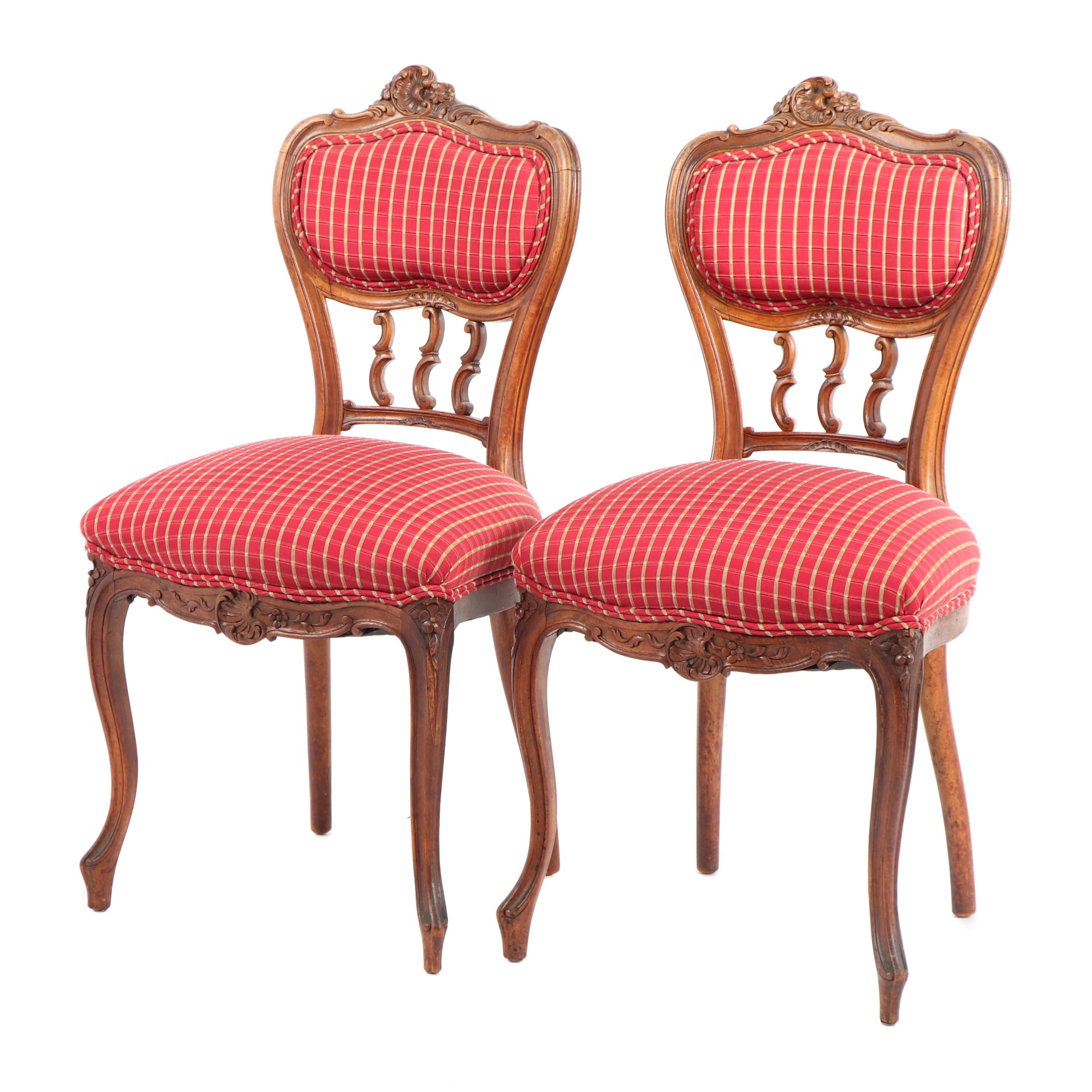 French Provincial Style Upholstered Side Chairs, Early 20th Century