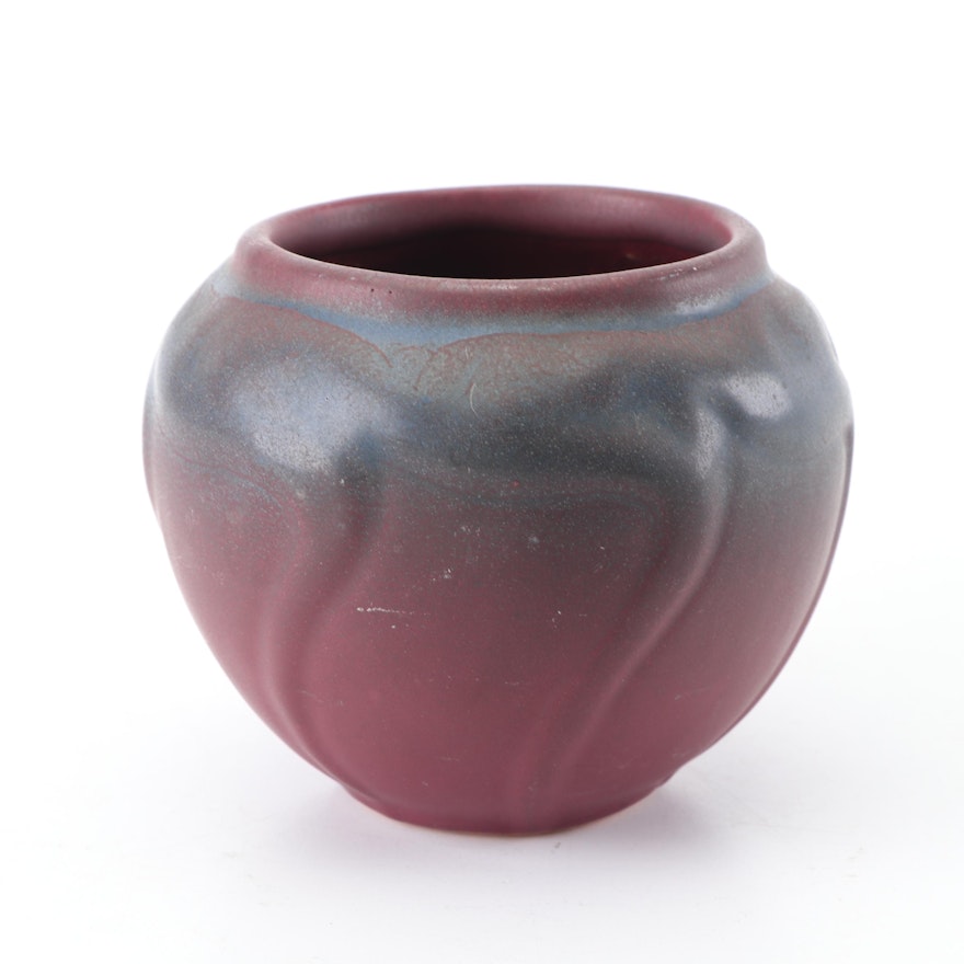 1920's Van Briggle Pottery Mulberry Glaze "Stemmed Leaf" Vase