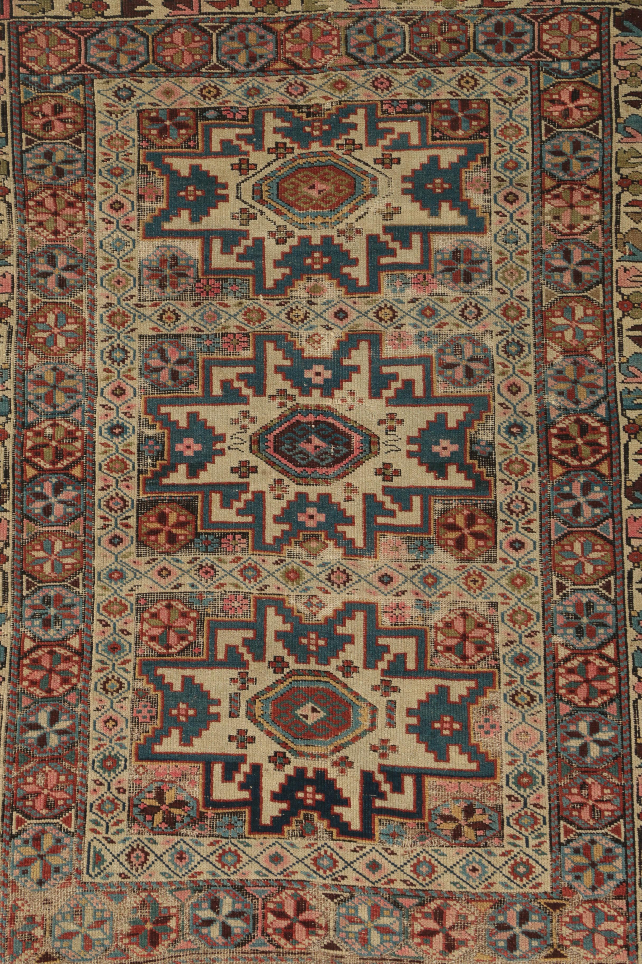 Semi-Antique Hand-Knotted Caucasian Daghestan Wool Rug