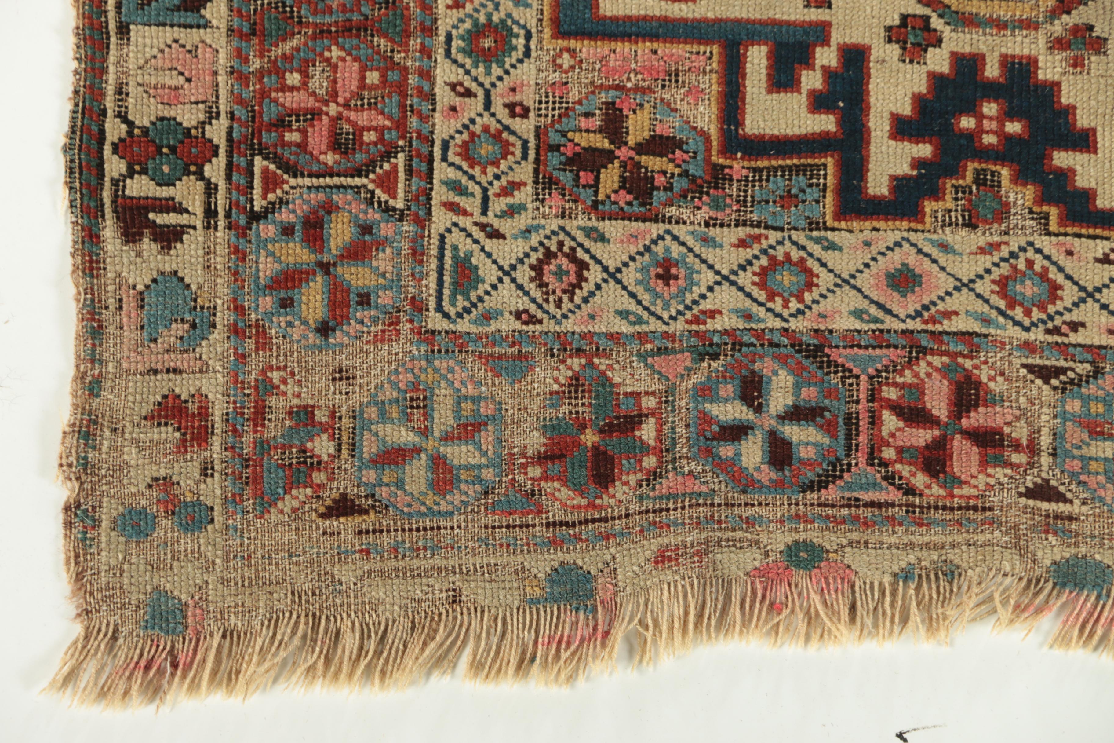 Semi-Antique Hand-Knotted Caucasian Daghestan Wool Rug