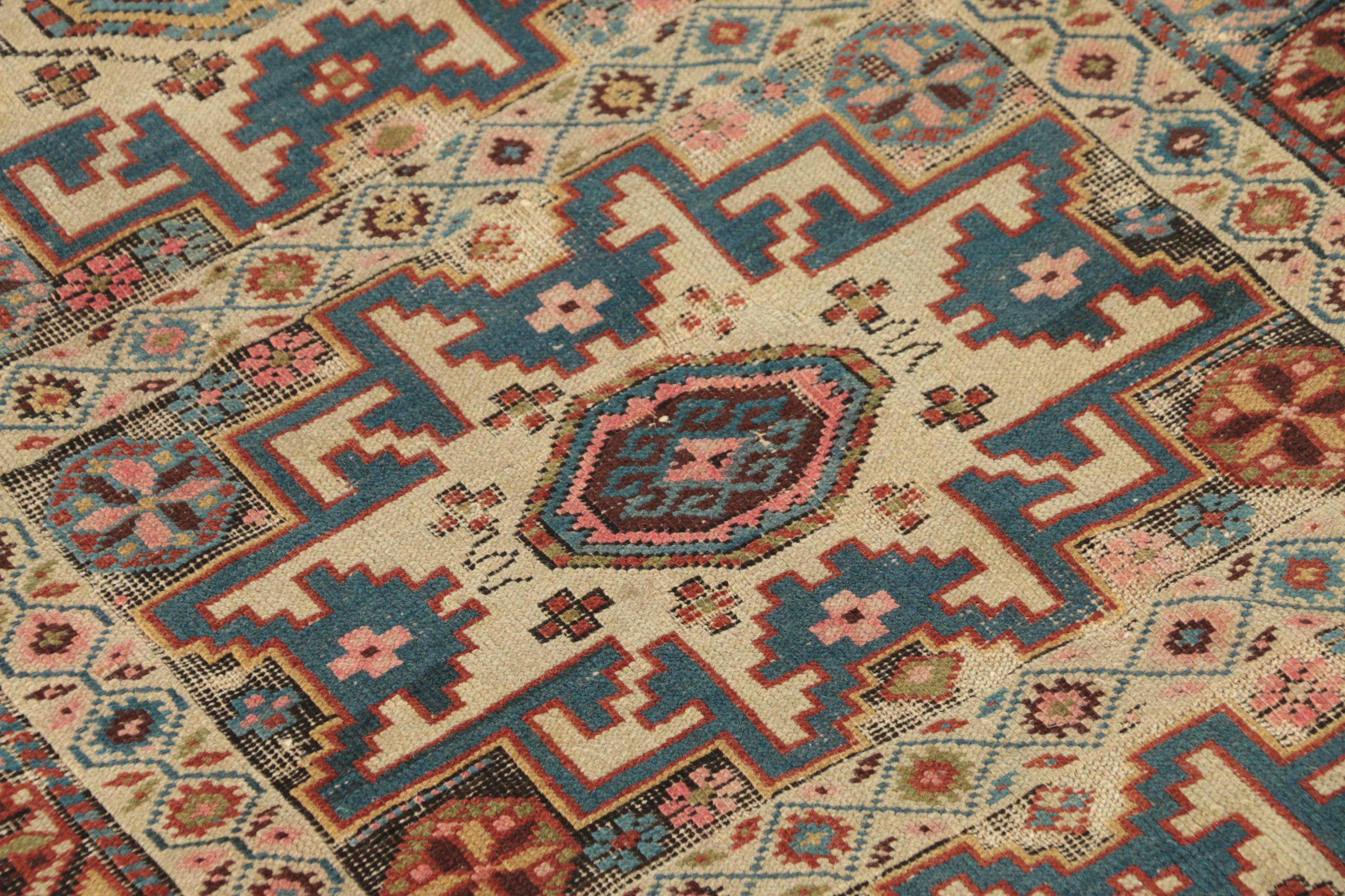 Semi-Antique Hand-Knotted Caucasian Daghestan Wool Rug