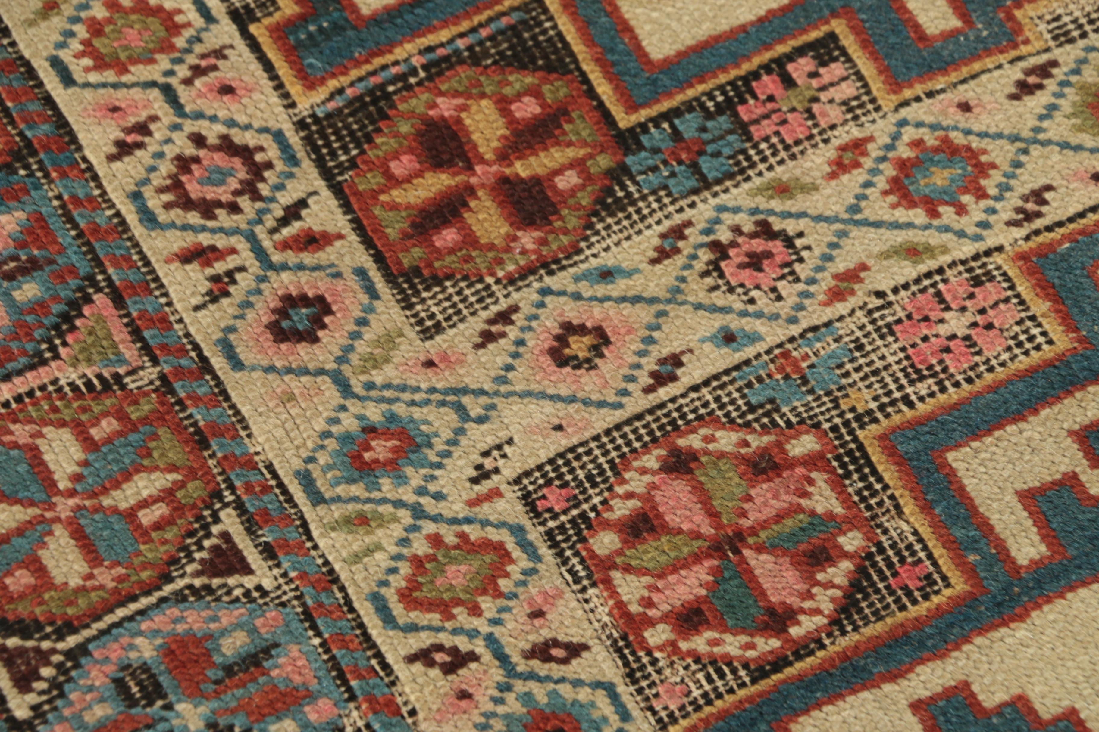 Semi-Antique Hand-Knotted Caucasian Daghestan Wool Rug