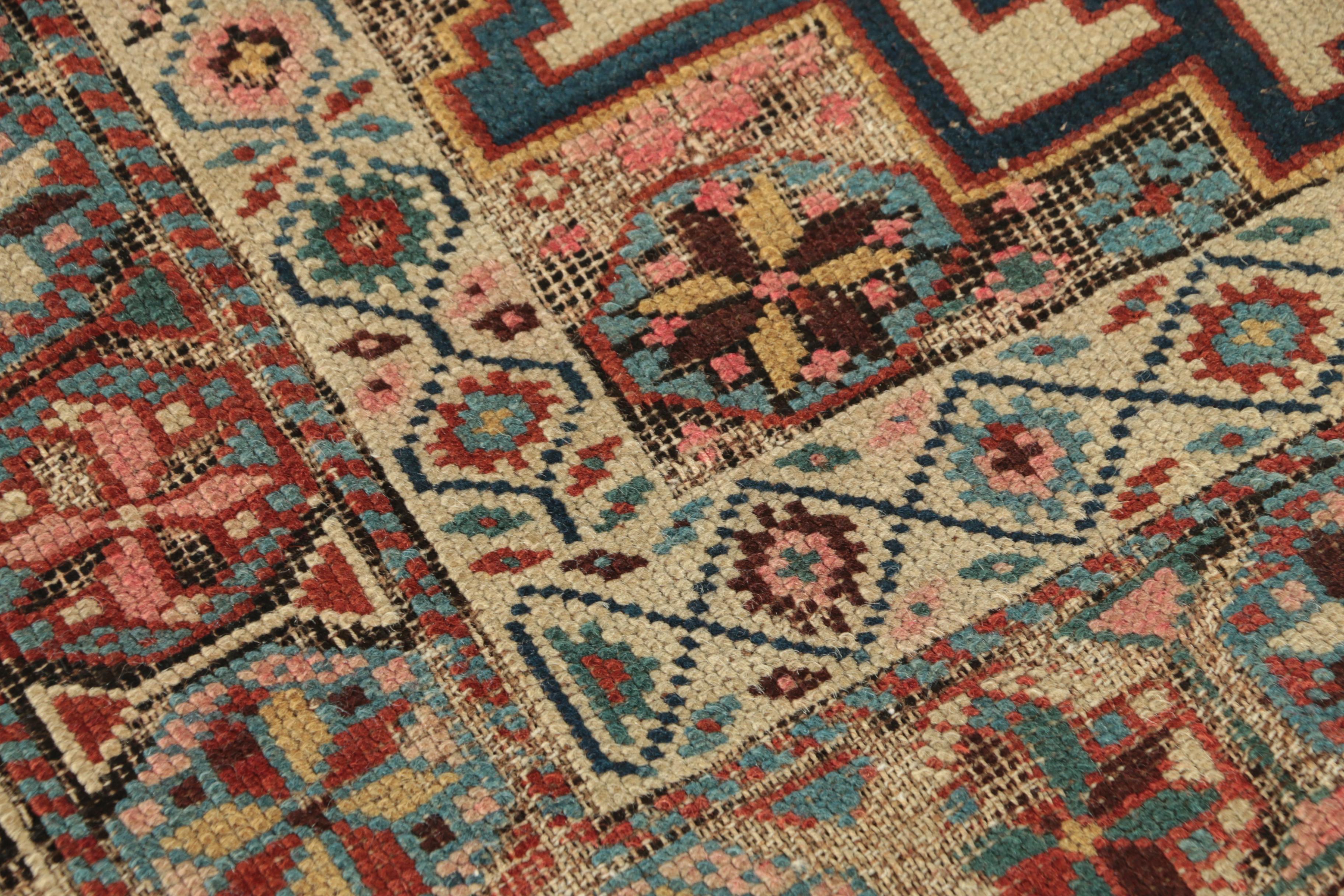 Semi-Antique Hand-Knotted Caucasian Daghestan Wool Rug