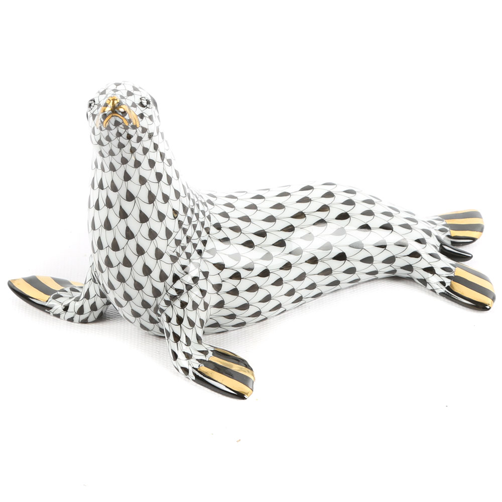 Herend Hungary Porcelain Seal Figurine