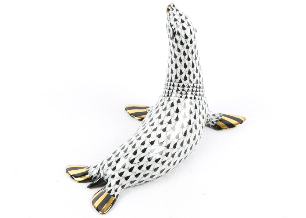 Herend Hungary Porcelain Seal Figurine