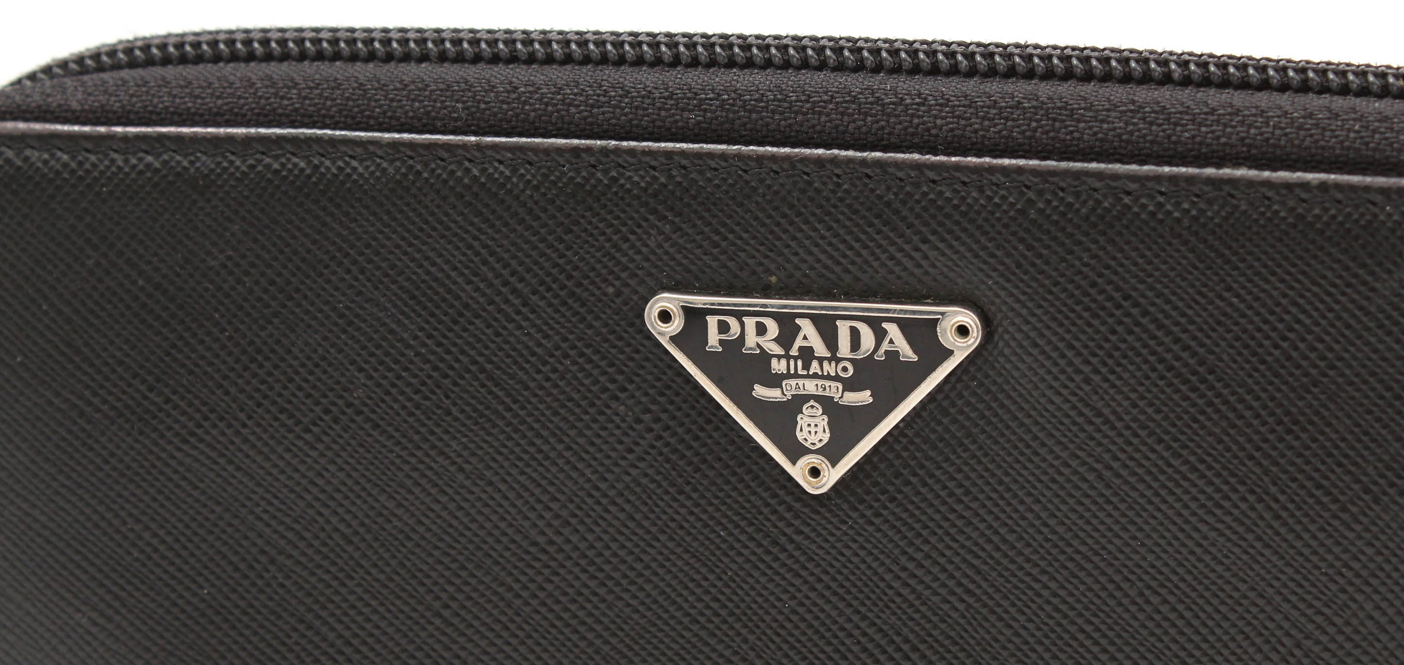Prada Nero Saffiano Leather Zip-Around Wallet