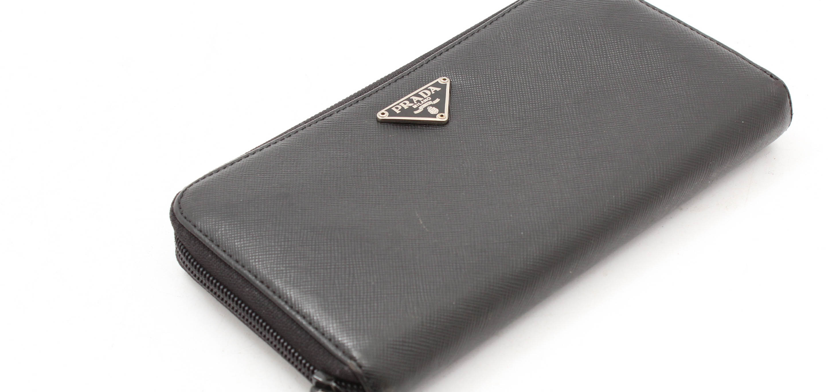 Prada Nero Saffiano Leather Zip-Around Wallet