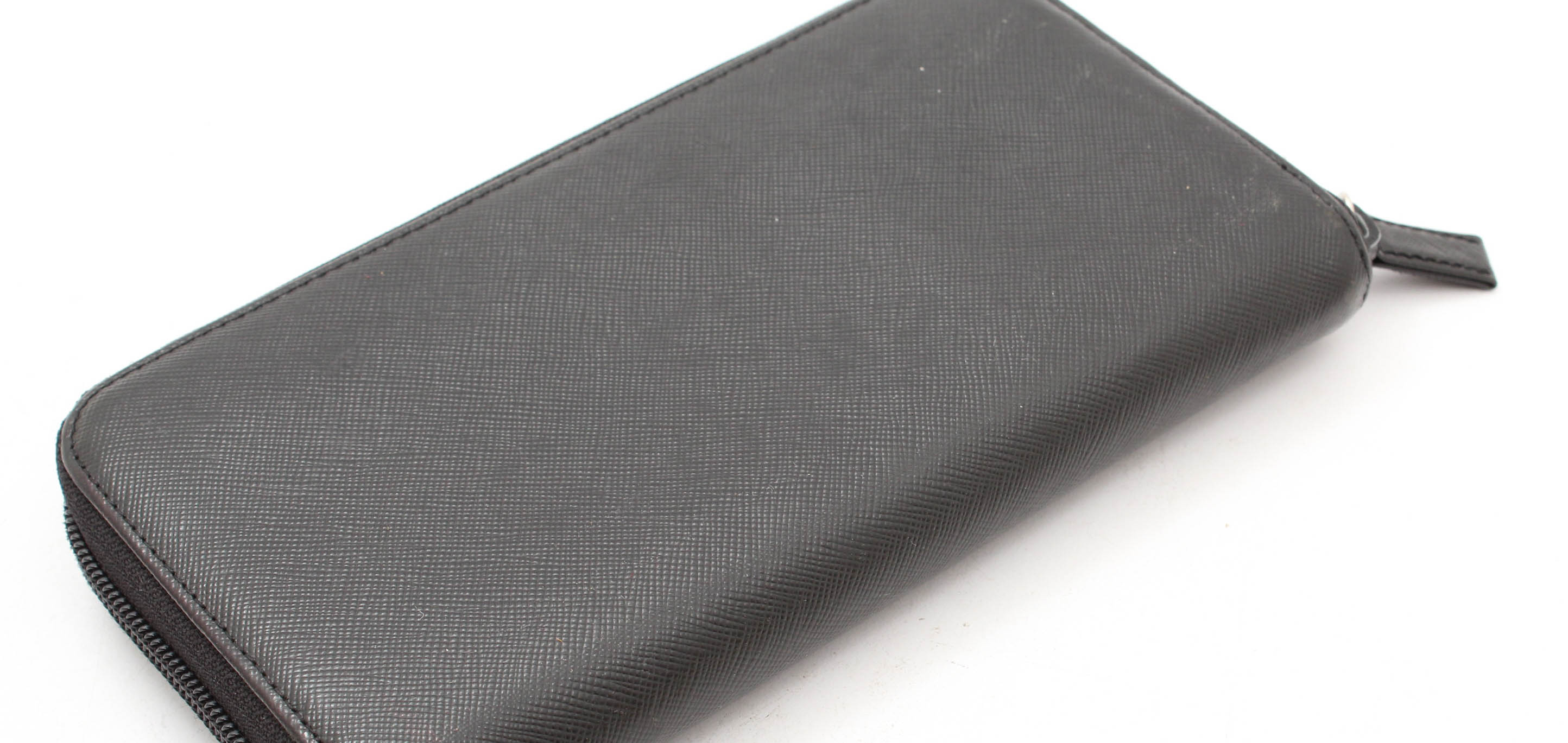 Prada Nero Saffiano Leather Zip-Around Wallet