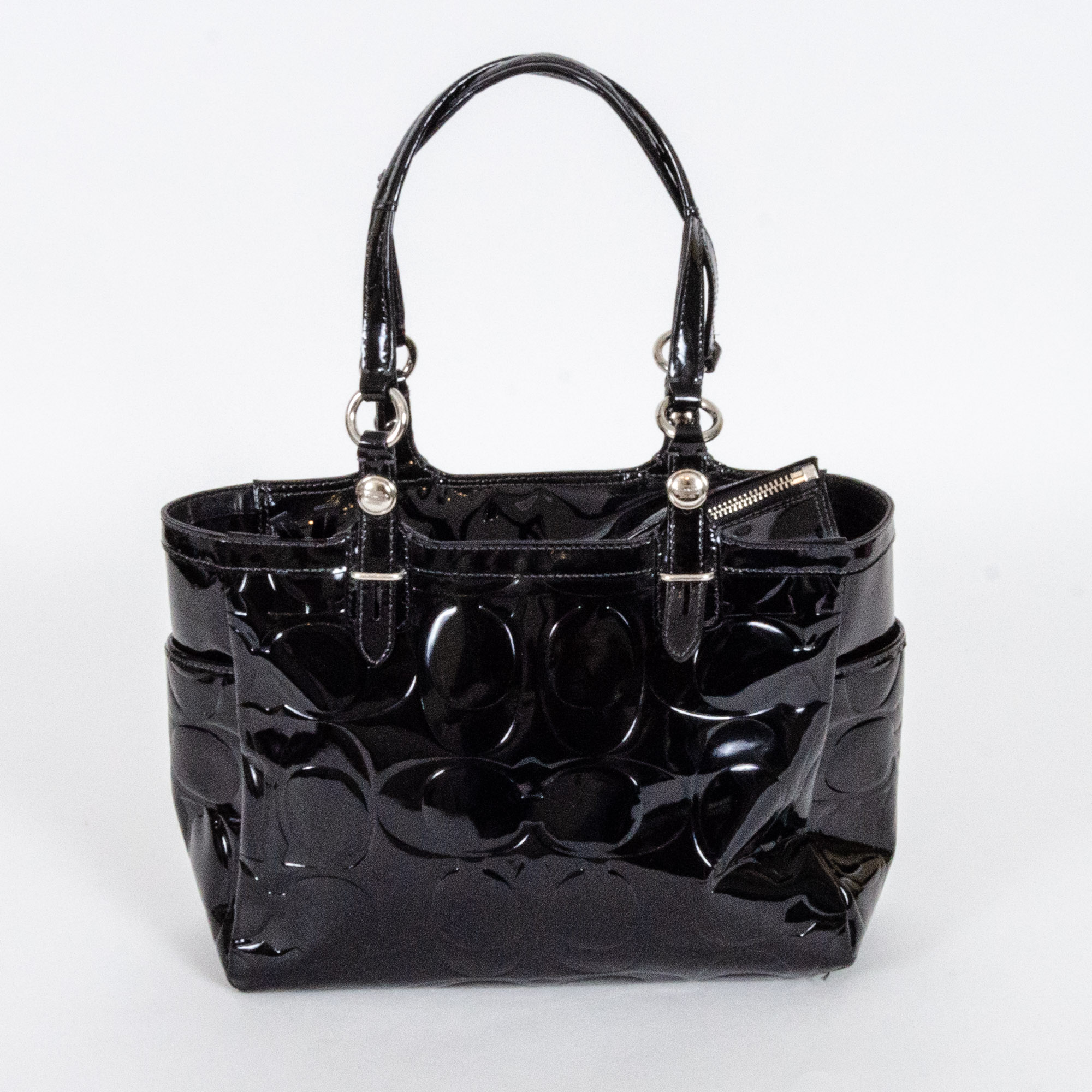 Coach Gallery Embossed Black Patent Leather Handbag