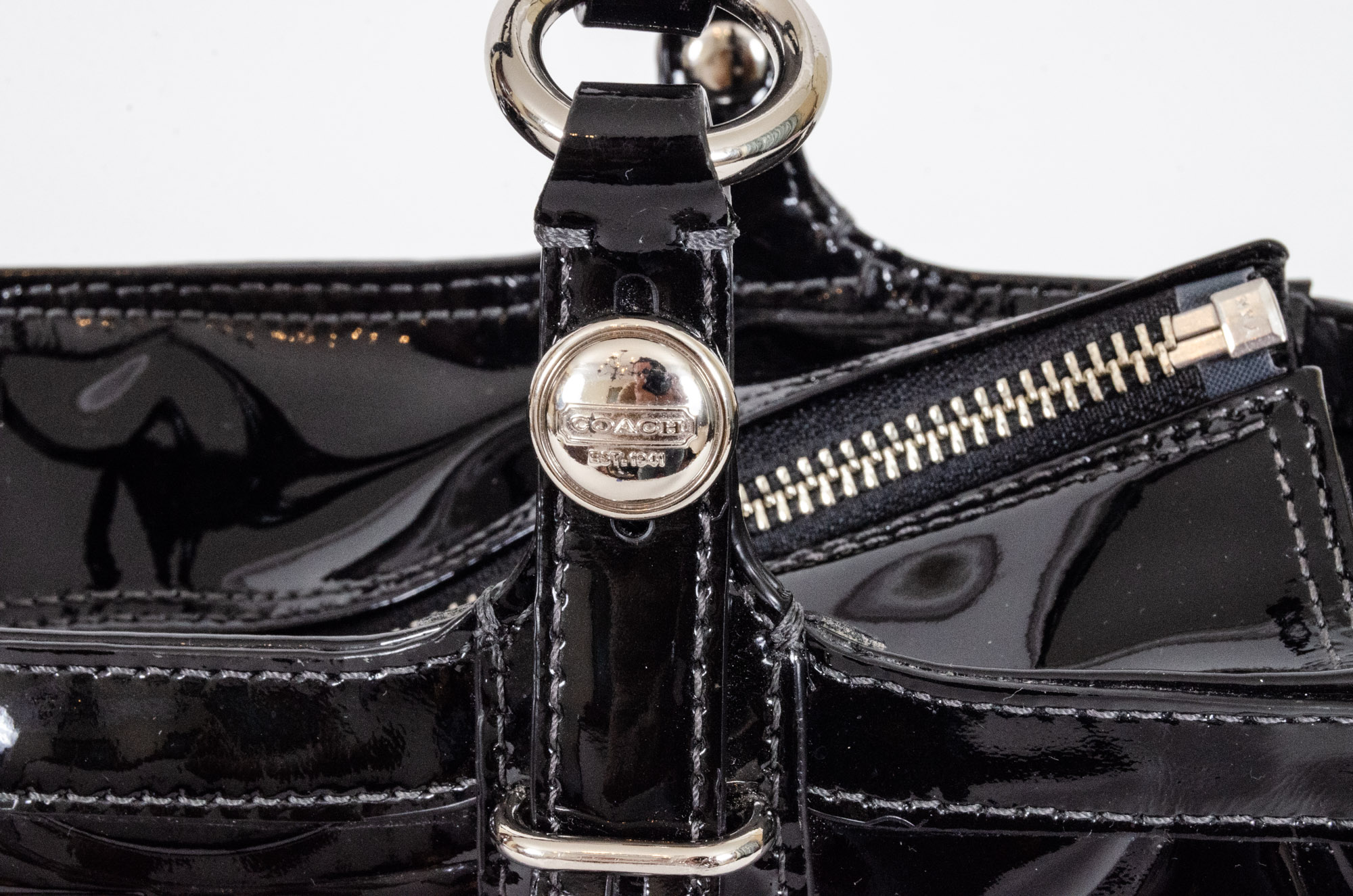 Coach Gallery Embossed Black Patent Leather Handbag