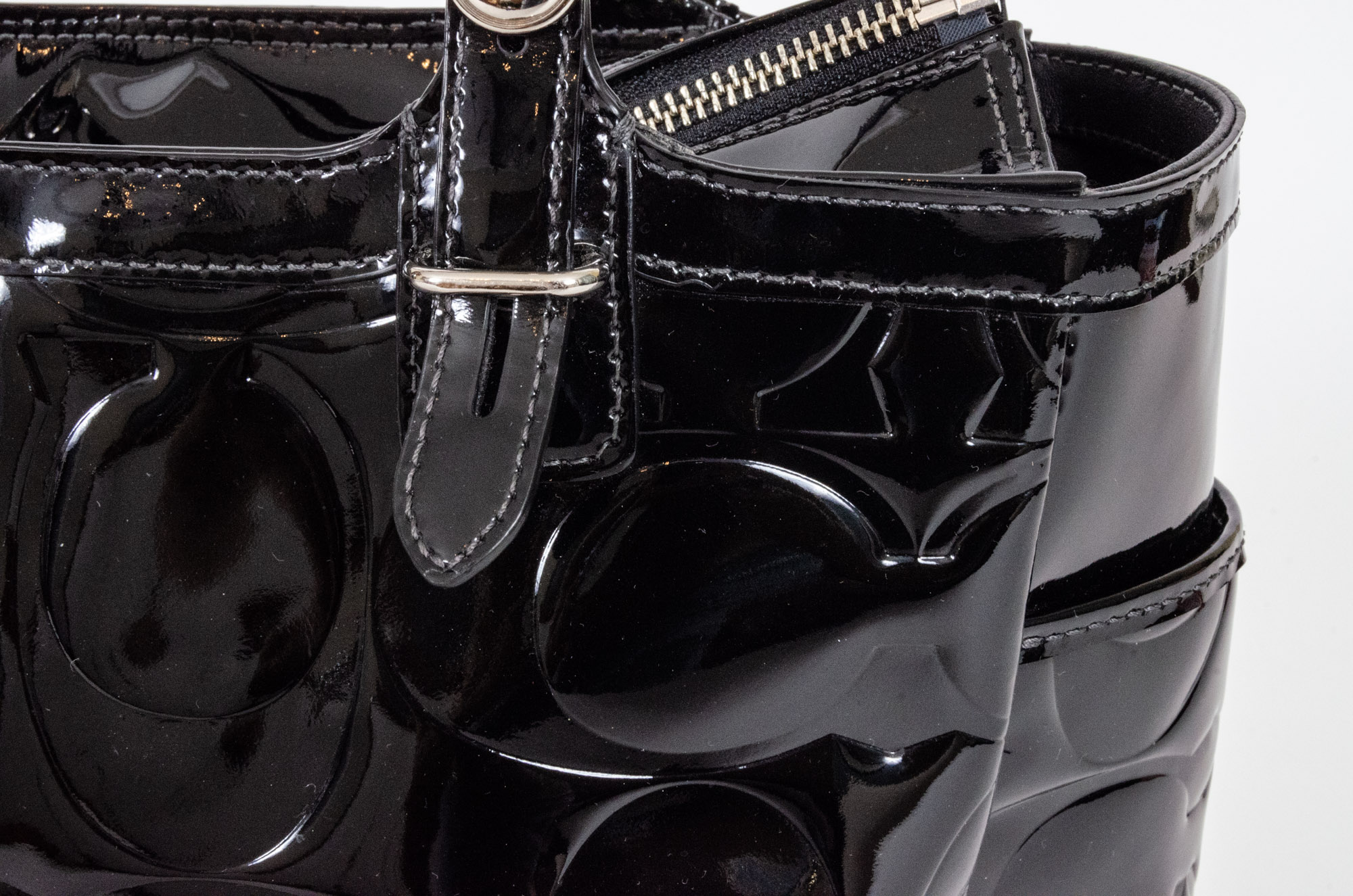 Coach Gallery Embossed Black Patent Leather Handbag