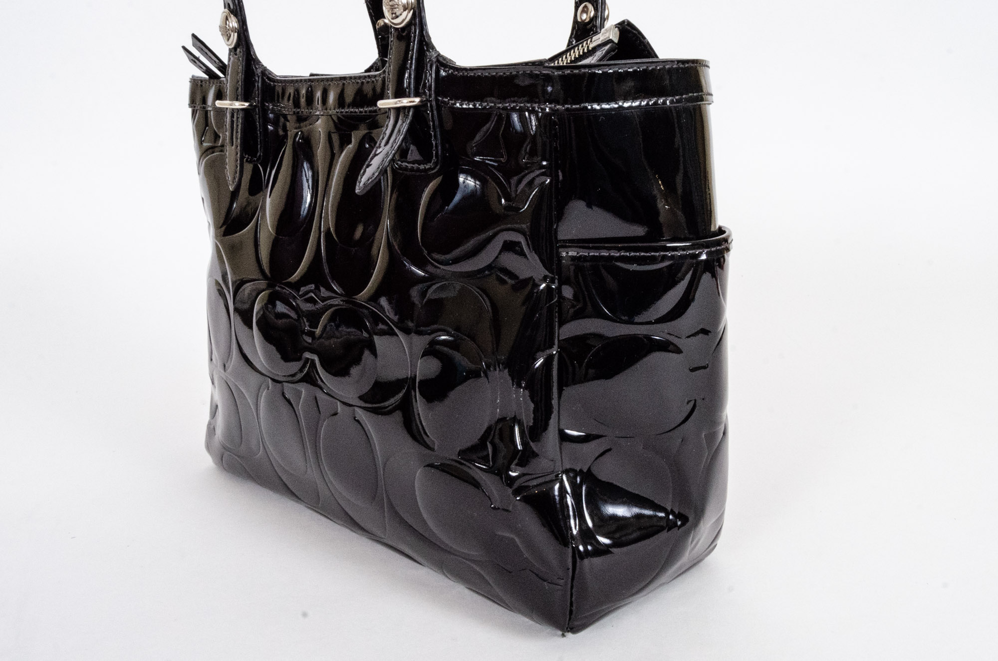 Coach Gallery Embossed Black Patent Leather Handbag