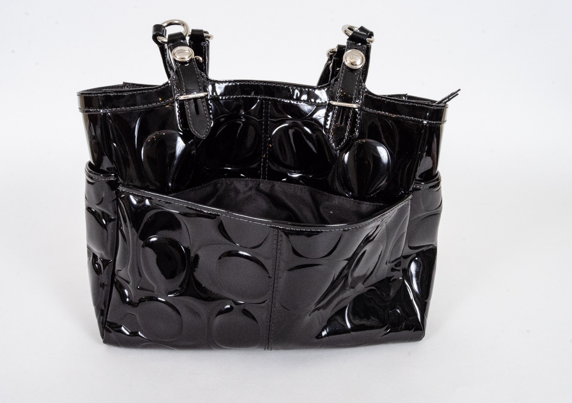 Coach Gallery Embossed Black Patent Leather Handbag