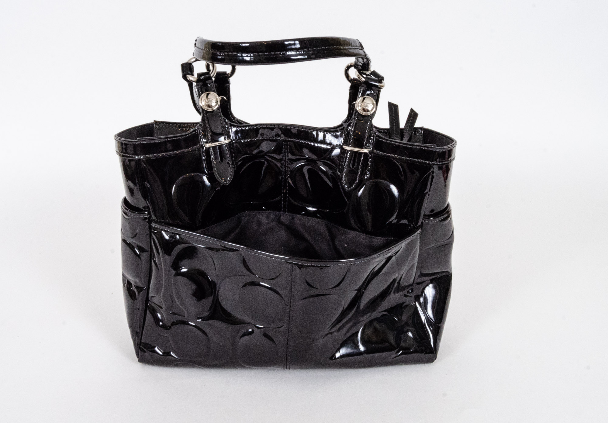 Coach Gallery Embossed Black Patent Leather Handbag