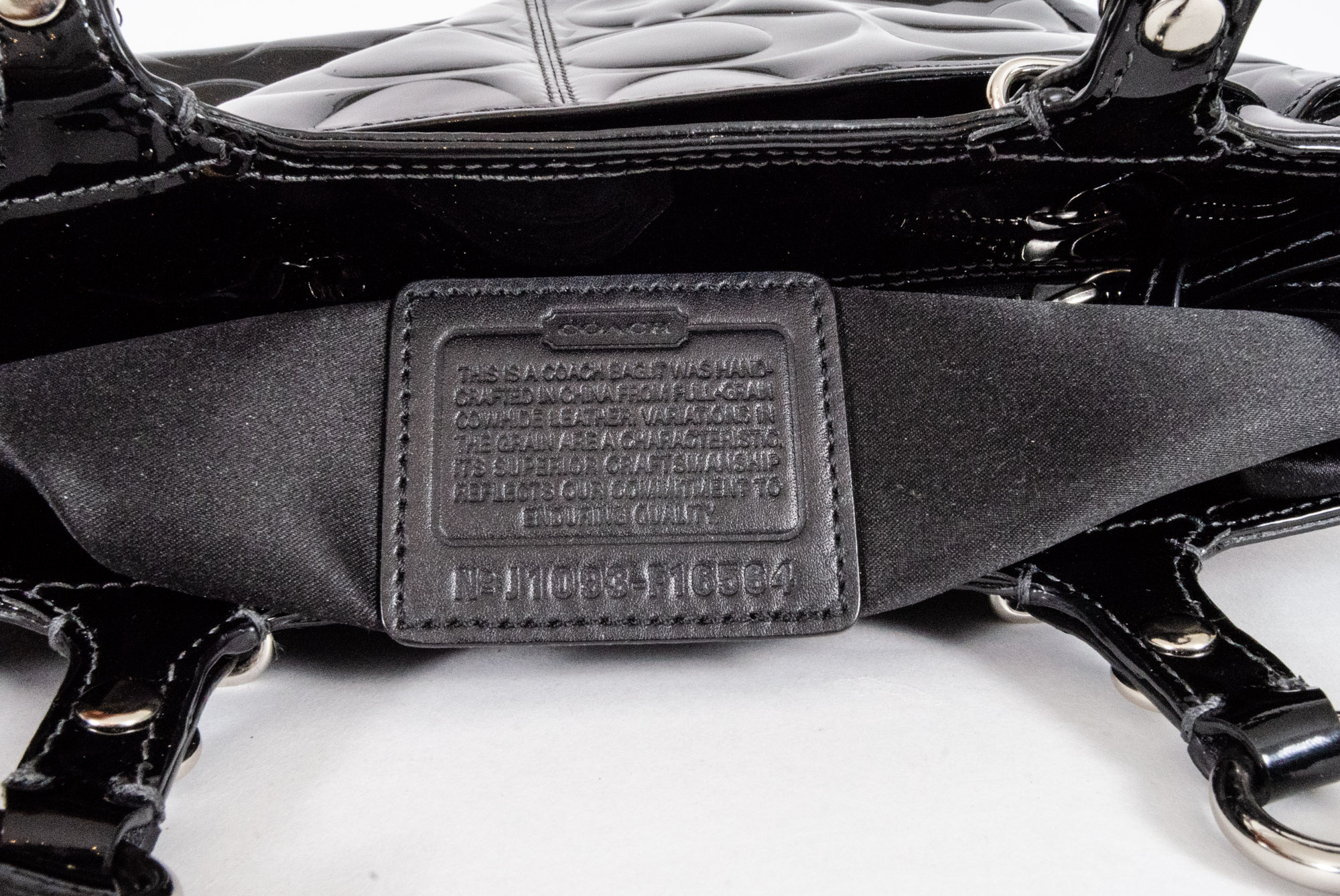 Coach Gallery Embossed Black Patent Leather Handbag