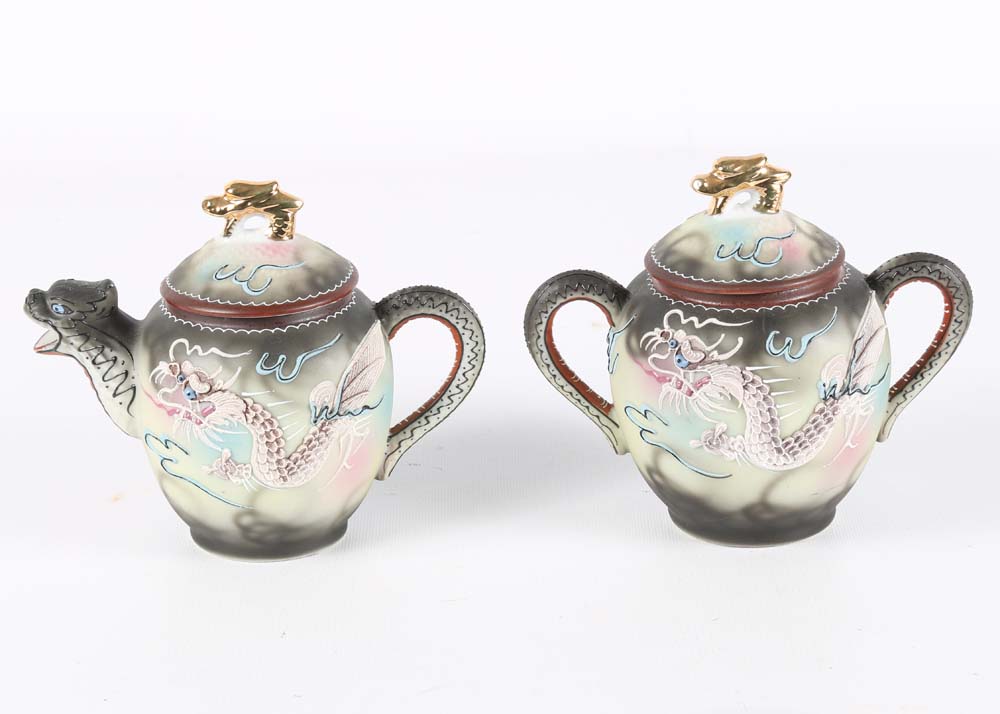 Vintage Japanese Moriage Dragonware Porcelain Tea Set