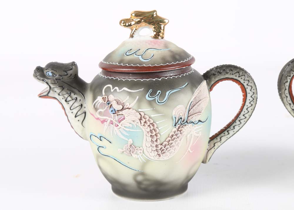 Vintage Japanese Moriage Dragonware Porcelain Tea Set