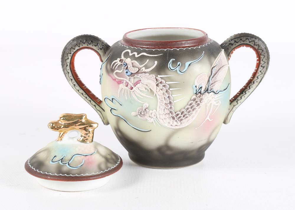 Vintage Japanese Moriage Dragonware Porcelain Tea Set