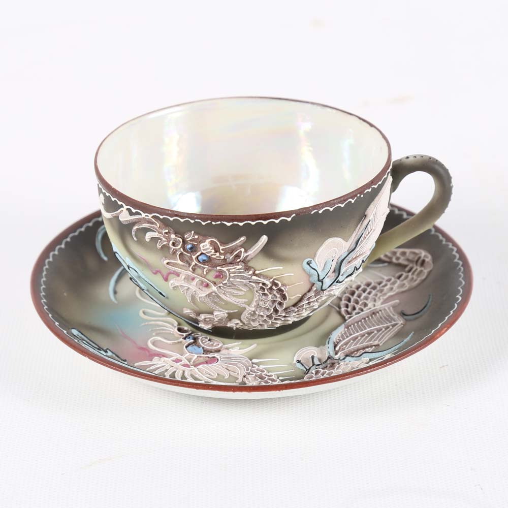 Vintage Japanese Moriage Dragonware Porcelain Tea Set