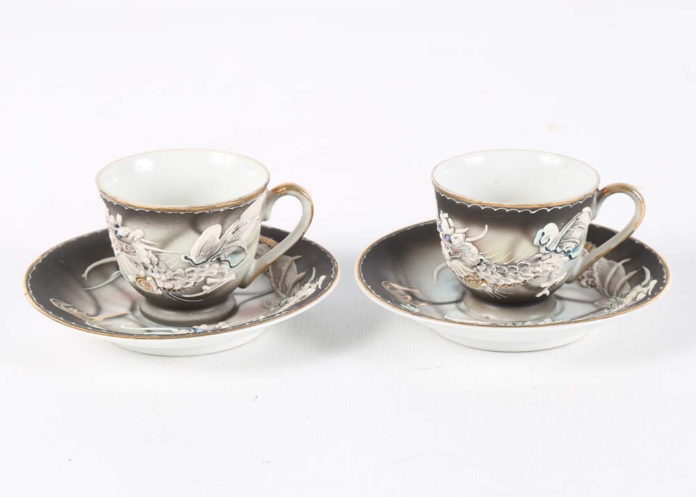 Vintage Japanese Moriage Dragonware Porcelain Tea Set