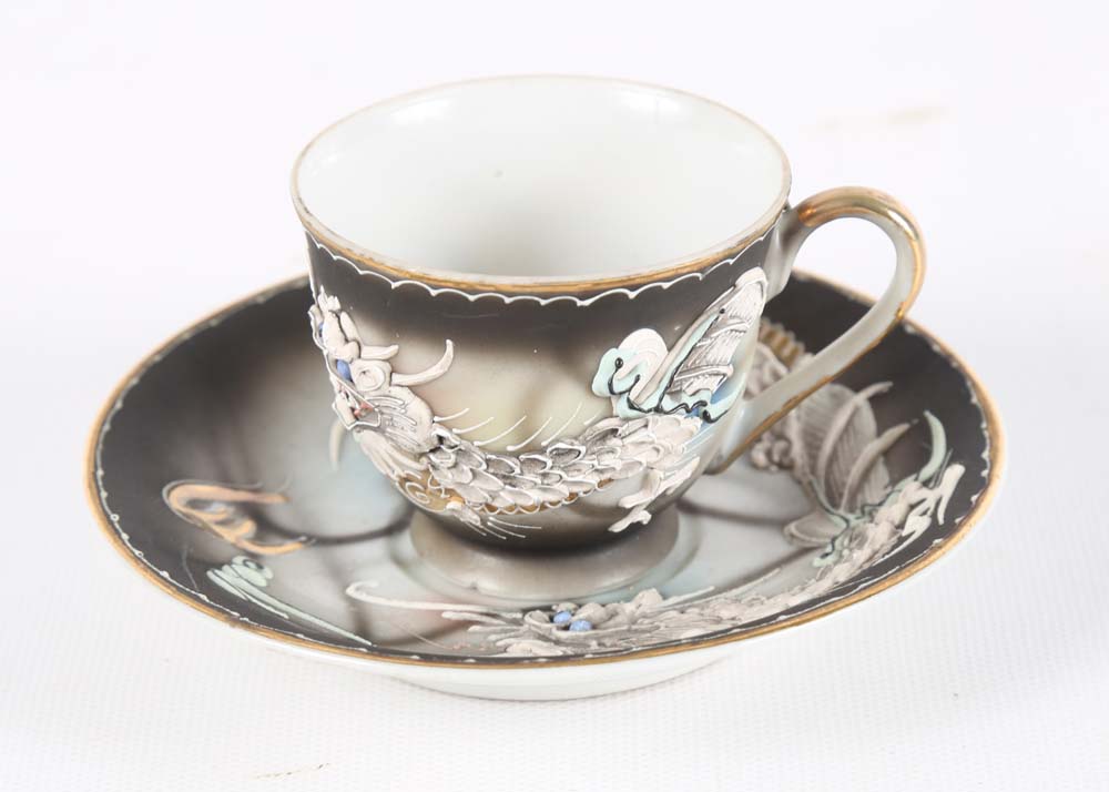 Vintage Japanese Moriage Dragonware Porcelain Tea Set